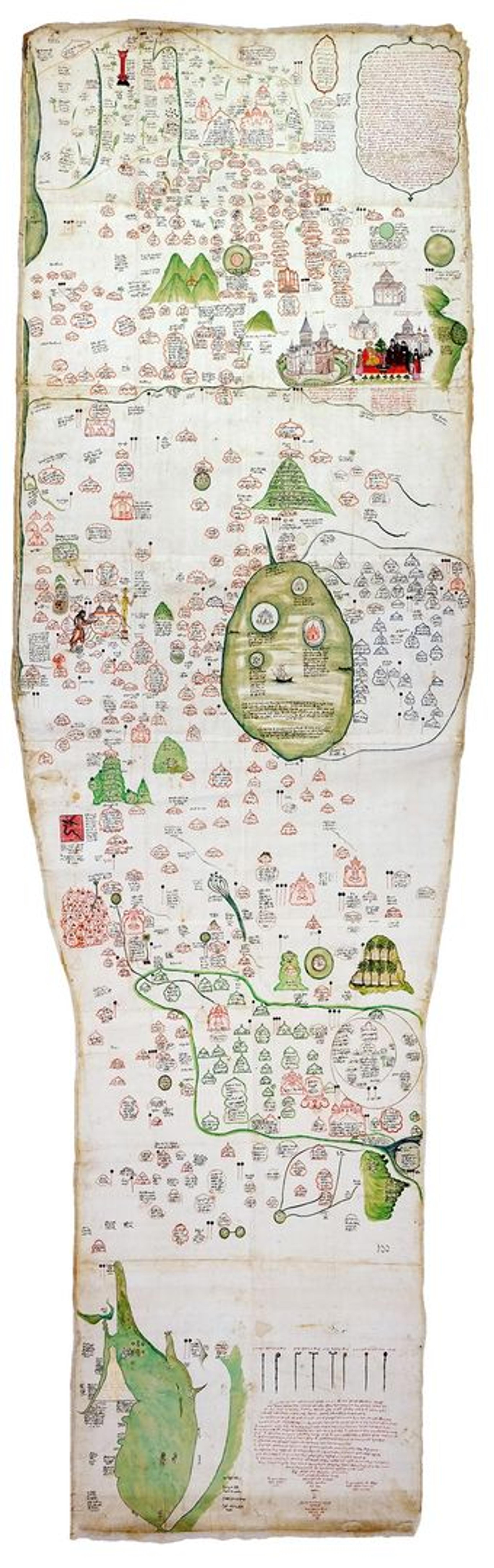 A map called the Tabula Chorographica Armenica which is about four feet wide and eleven feet tall with drawings on it
