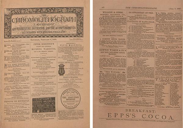 Front page advertisements. The Chromolithograph