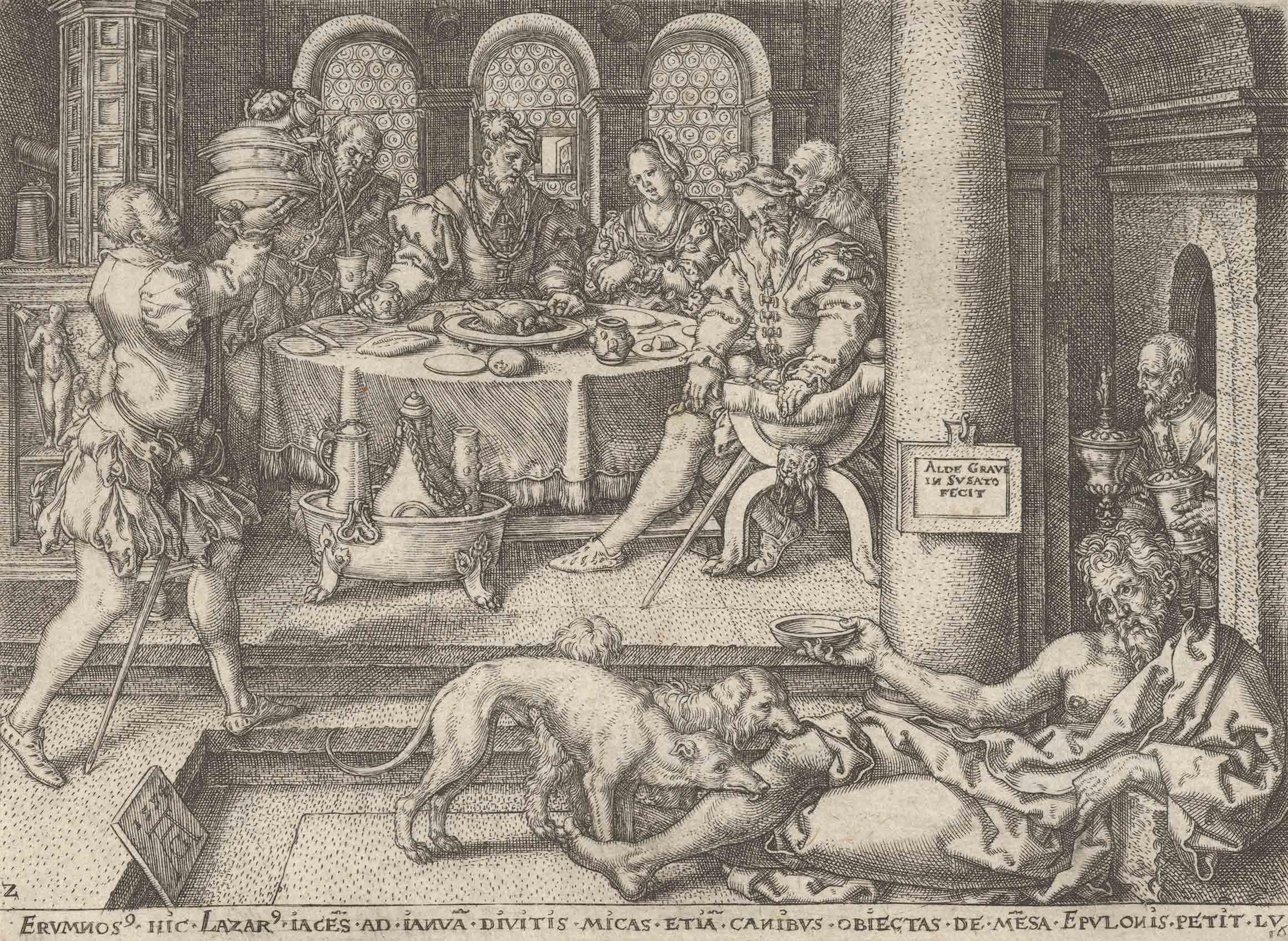 Heinrich Aldegrever's Lazarus at the Rich Man's Gate (1554)