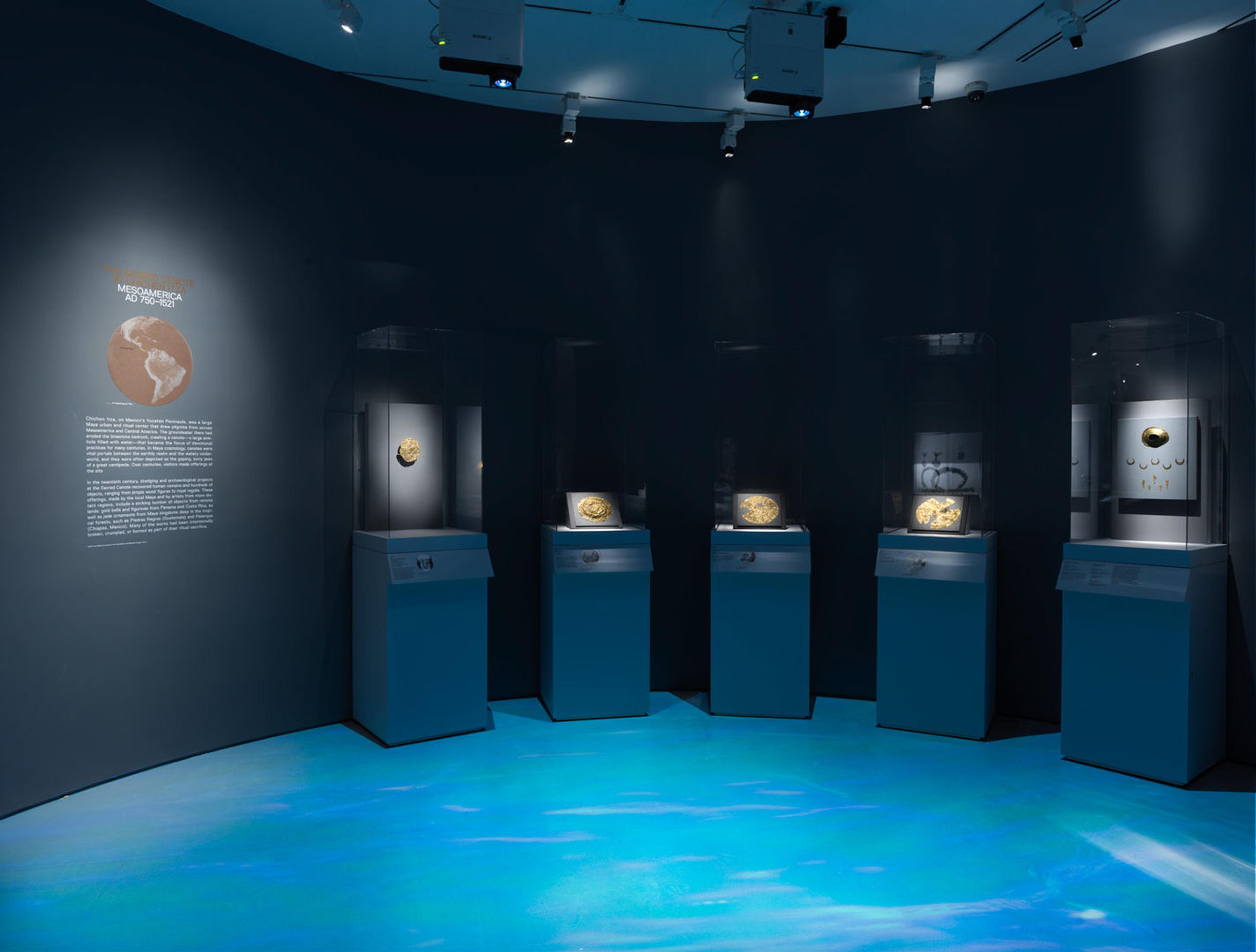 Installation view of an exhibition of goldwork from the ancient Americas