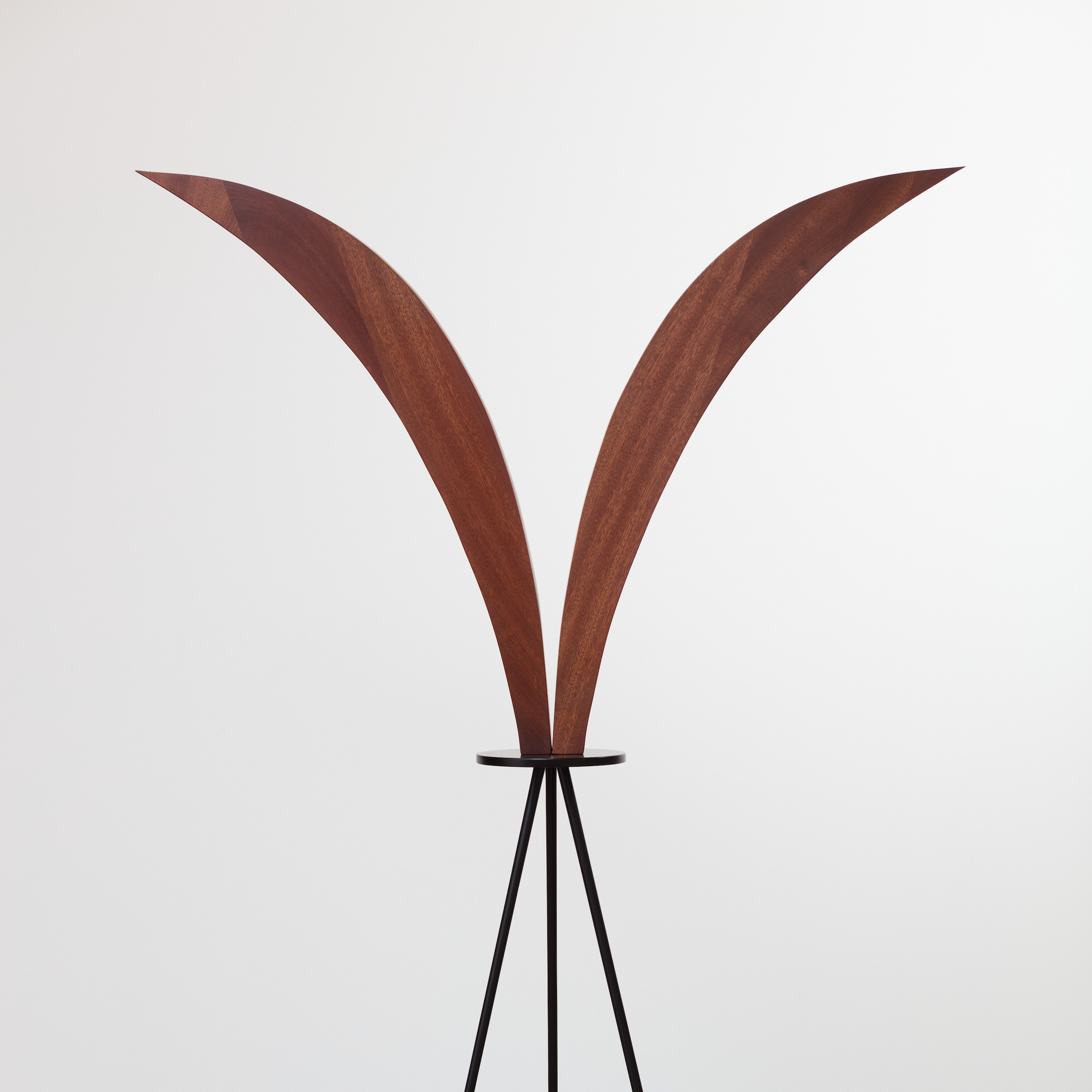 Woodnes cat scupture, sittong on a pile of leaves in the center