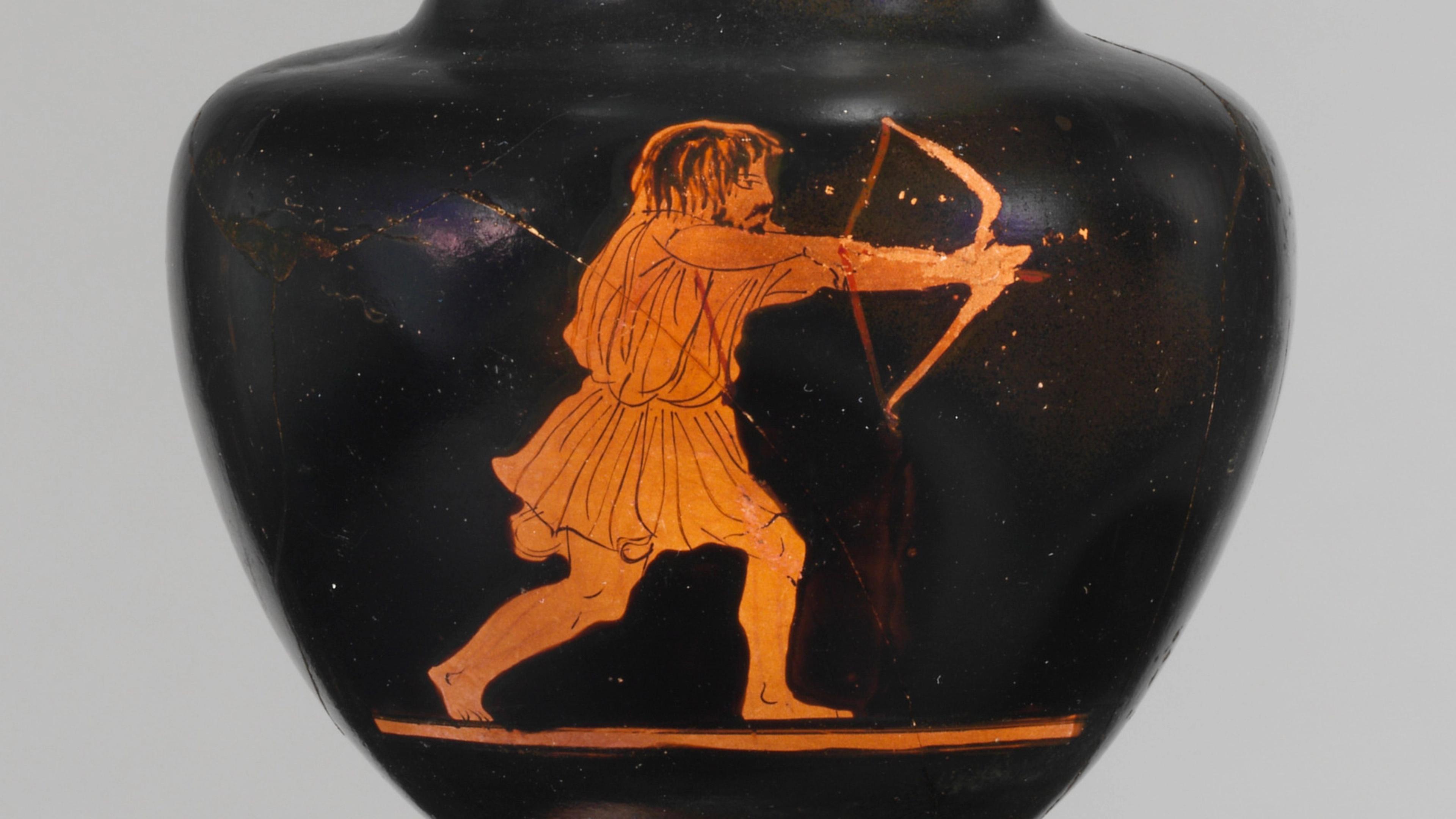 Attributed to the Disney Painter. Terracotta oinochoe (jug)