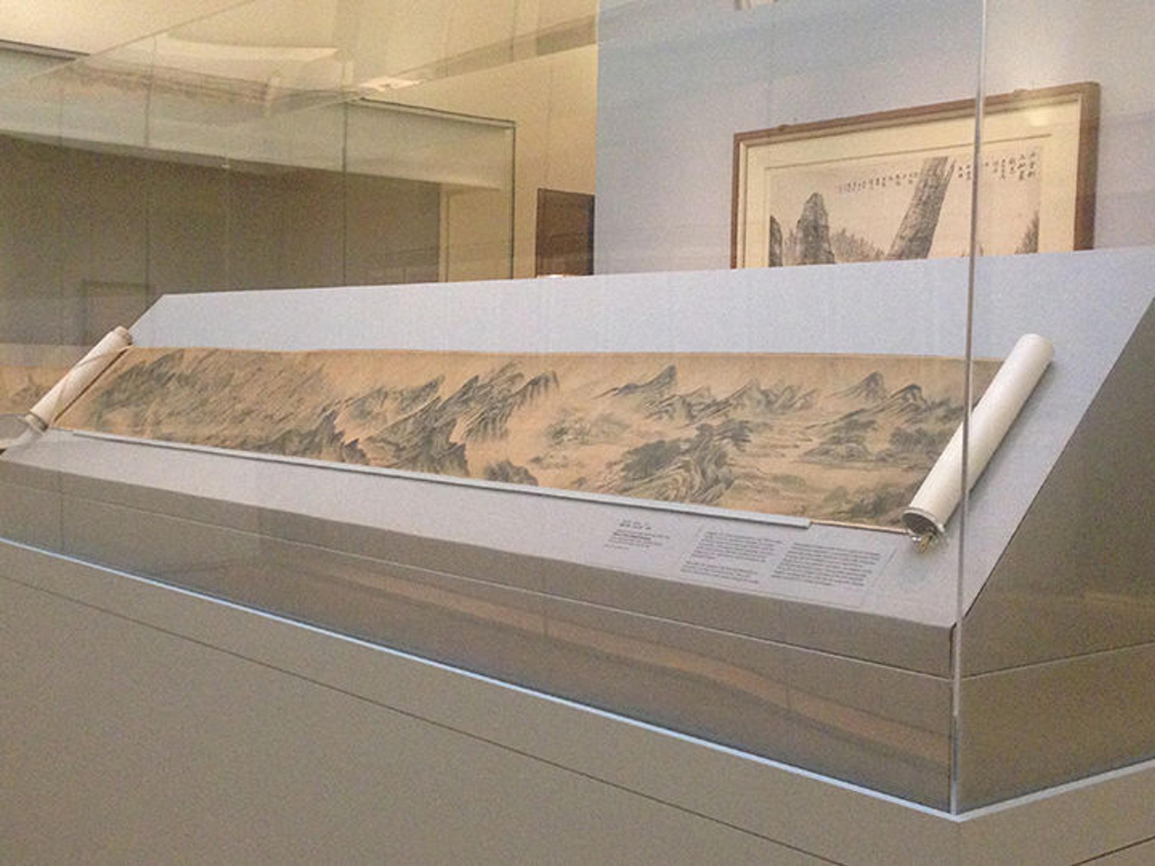 Installation view of long scroll in case