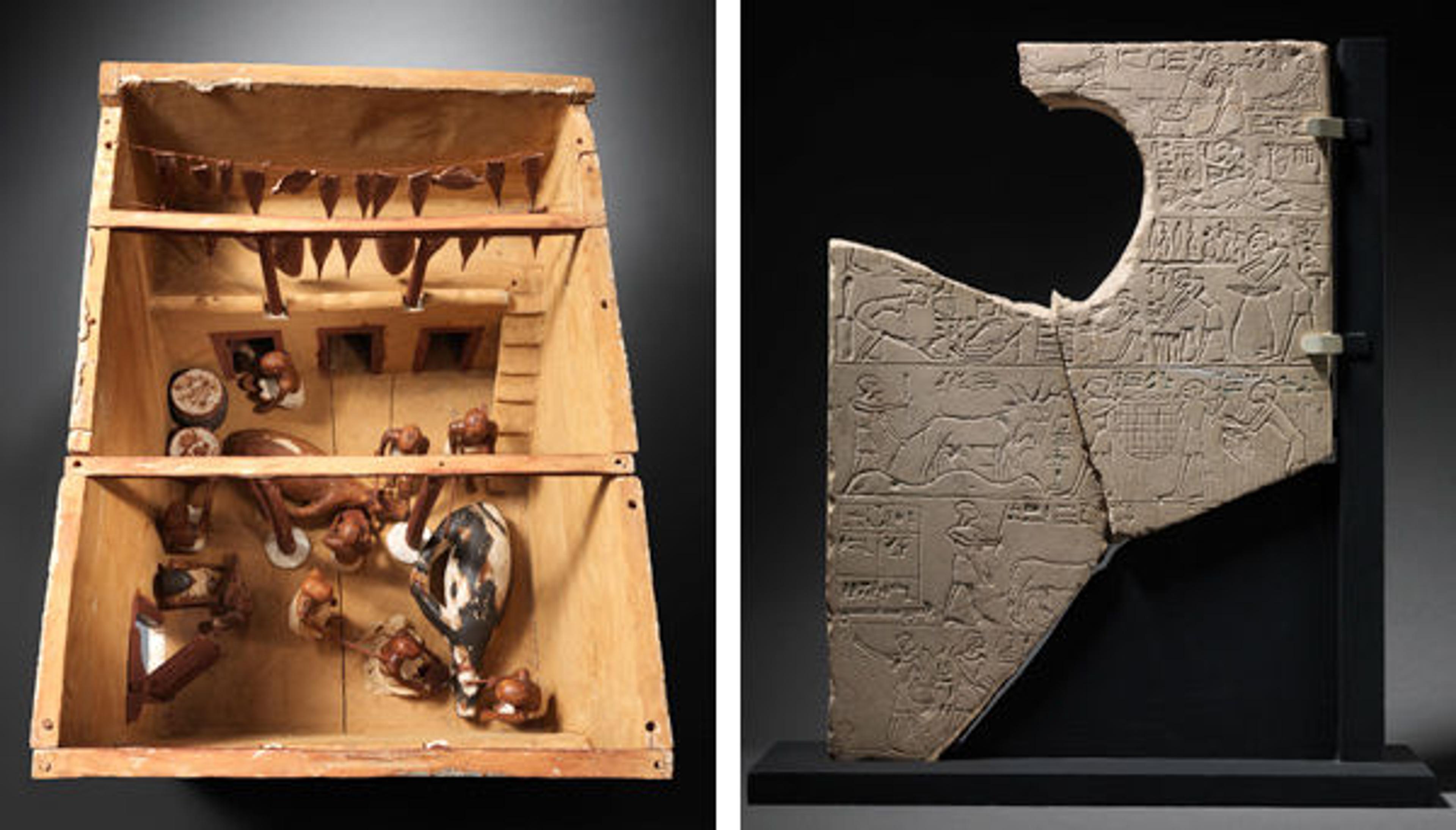 Model of a Slaughter House; Double-Sided Stela of the Priest Amenyseneb