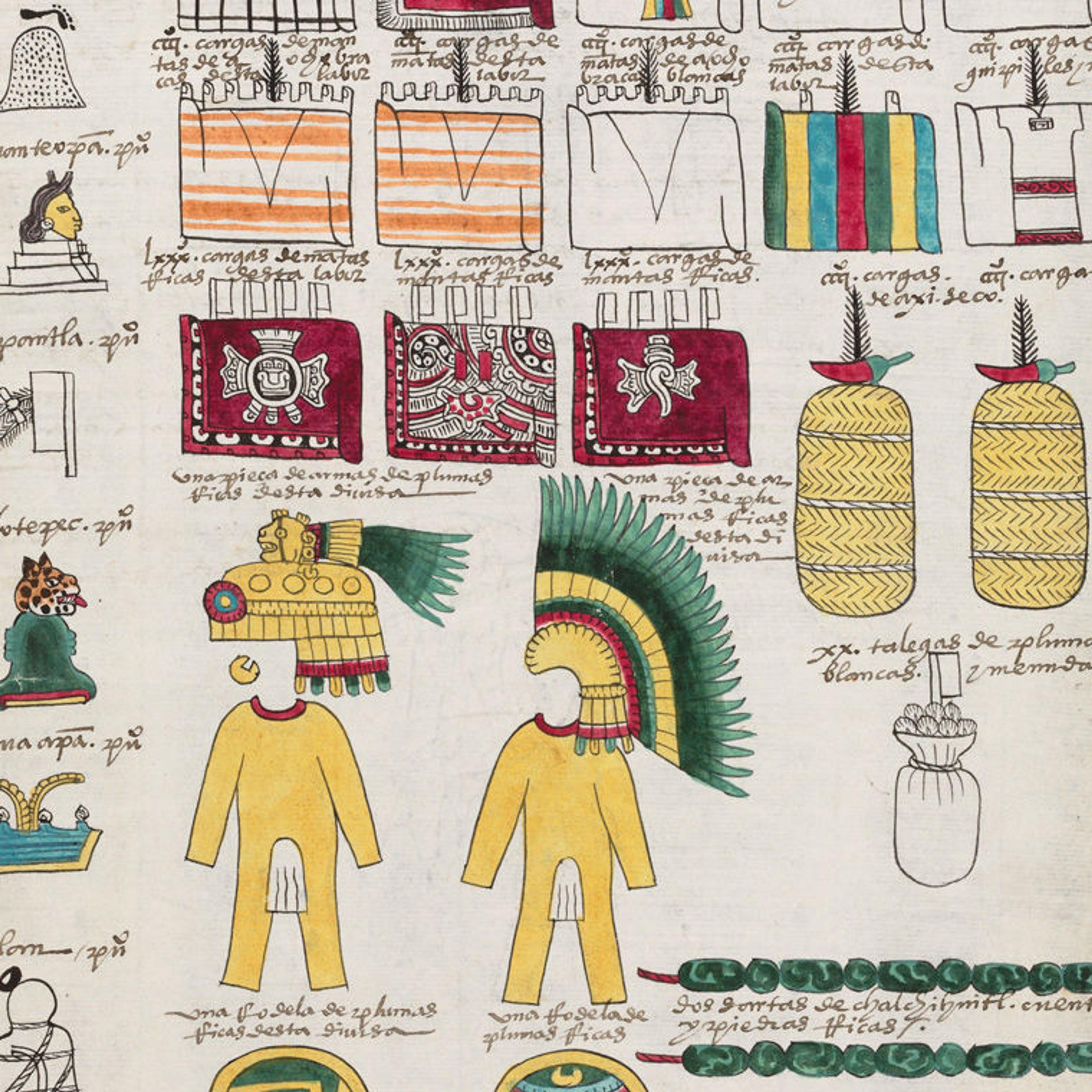 Page from the Codex Mendoza, an ancient American manuscript