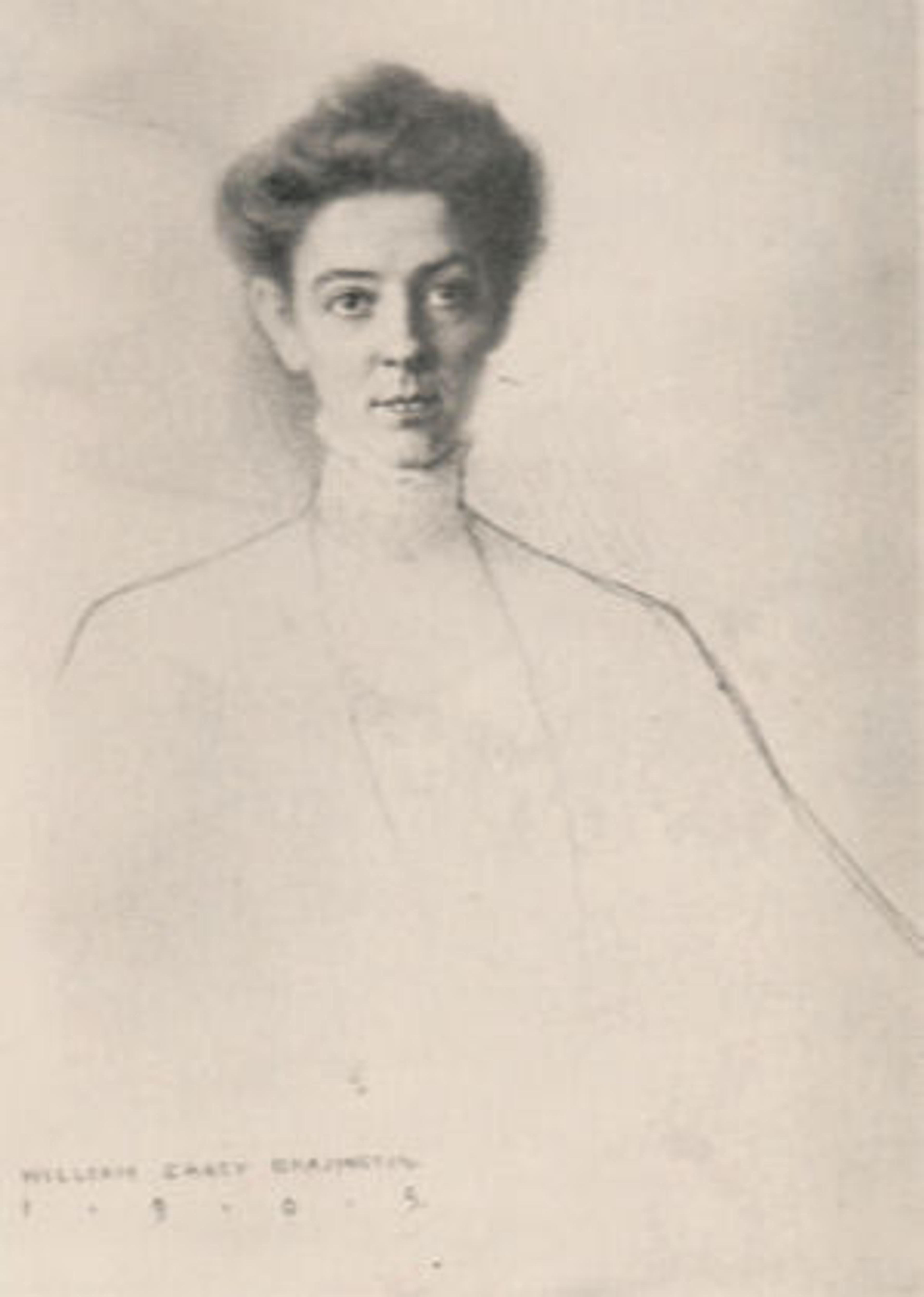 Frances Morris in 1905, photograph of a lost drawing by William Carey Brazington