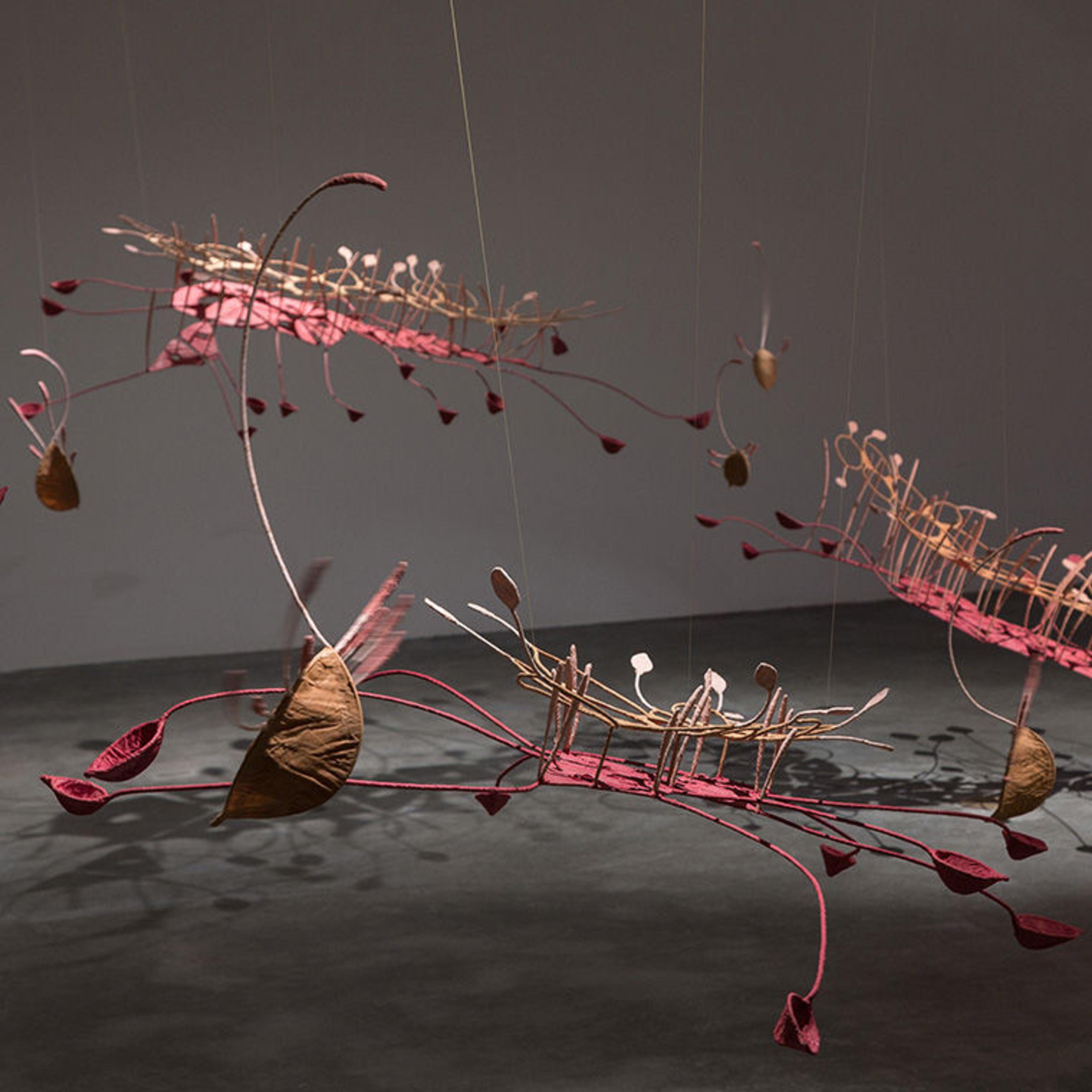 Installation view of Ranjani Shettar's Seven ponds and a few raindrops at The Met