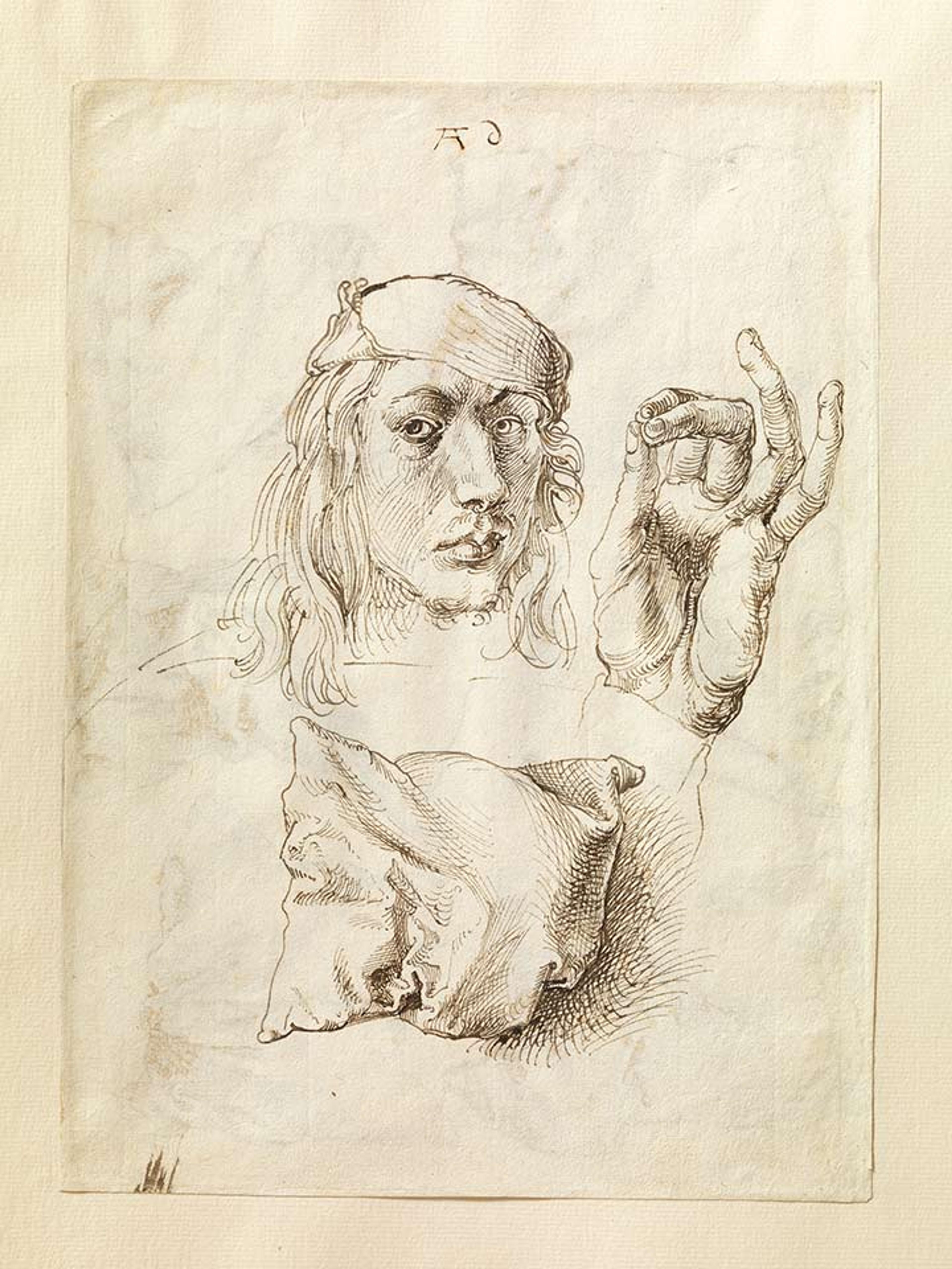 Self-portrait and study of a hand and a pillow by Albrecht Durer