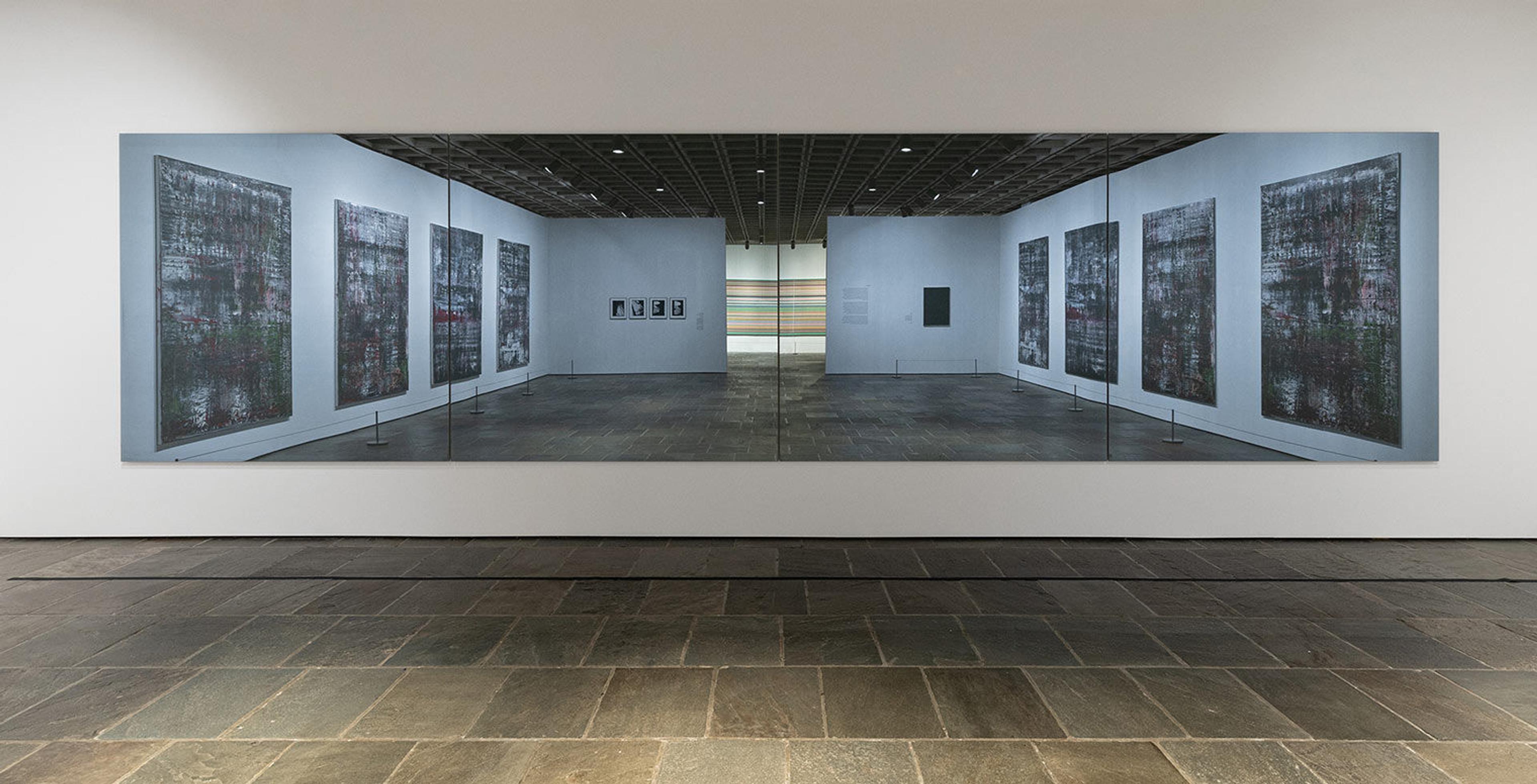 An installation view of Gerhard Richter's "Gray Mirror (4 Parts)"