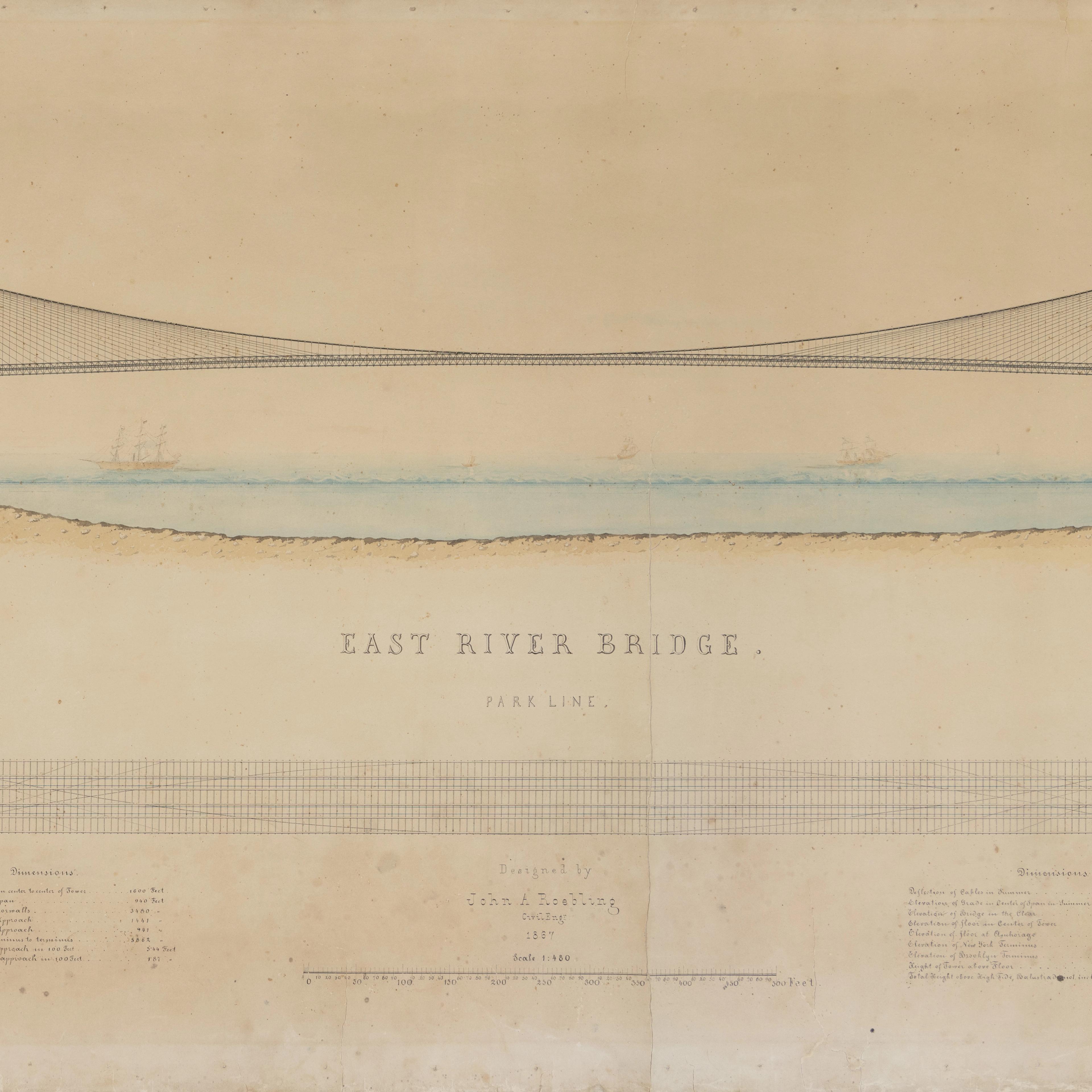 Fine Sketch of the Brooklyn Bridge