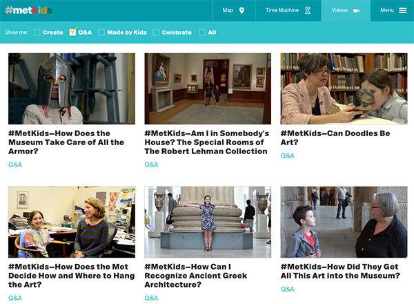 MetKids Videos page