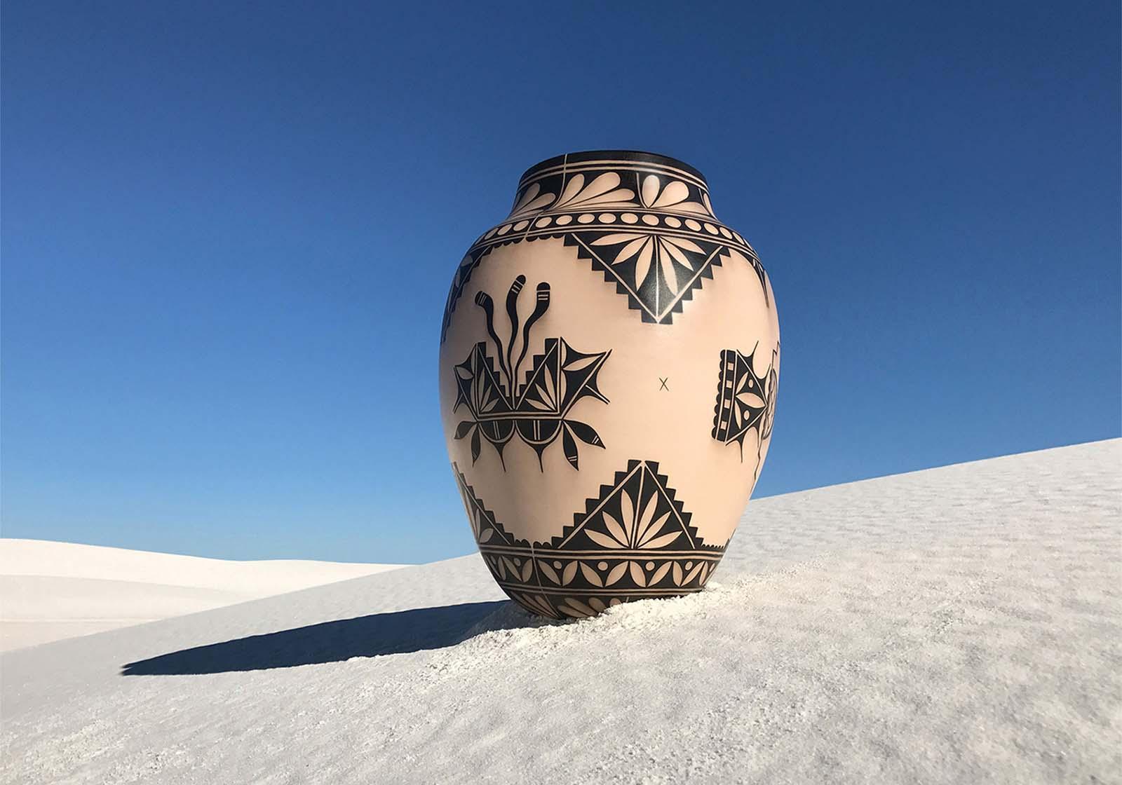 Pottery artwork in front of the sky