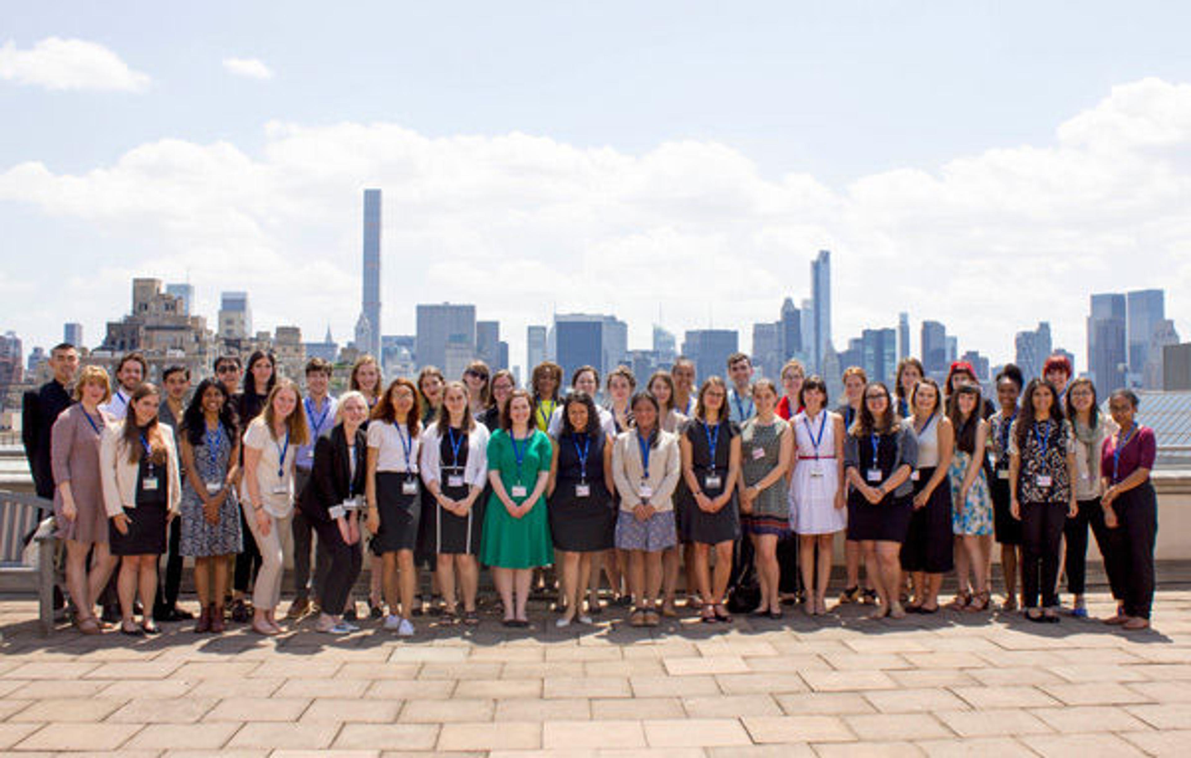 All forty-one MuSe Program Interns in a group picture on the Met's staff roof