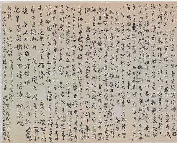 Fig. 5 Xu Beihong (1895–1953), Seventeen Letters, datable to 1938–48, handscroll, ink on paper, 12 11/16 x 365 3/8 in. (32.3 x 928.0 cm). The Lin Yutang Family Collection, Partial and Promised Gift of Richard M. Lai, Jill Lai Miller, and Larry C. Y. Lai in memory of Taiyi Lin Lai (2005.509.12). Detail of Letter no. 11.