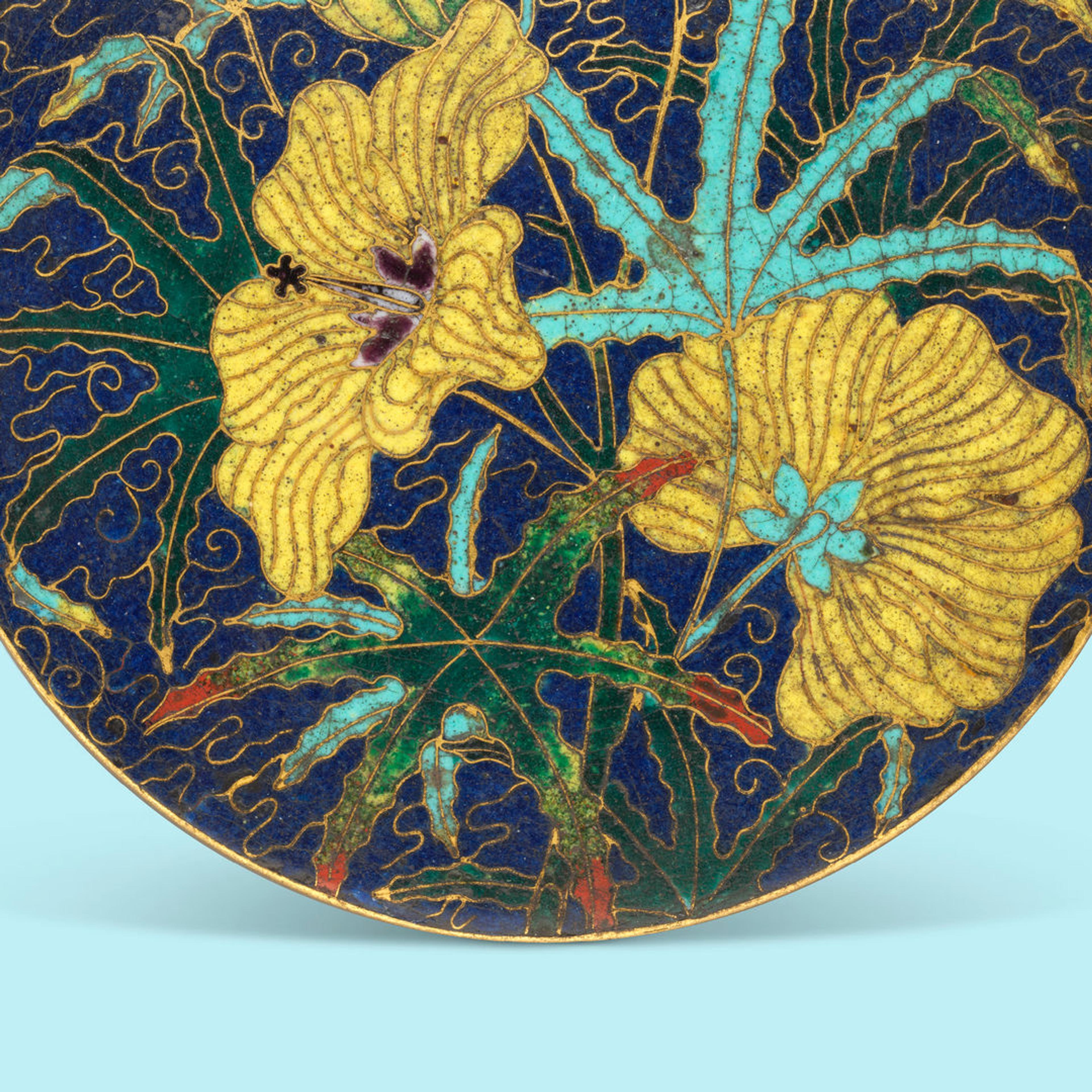 A Pair Of Chinese Painted-enamel Plates With Flowers, 19th Century Auction