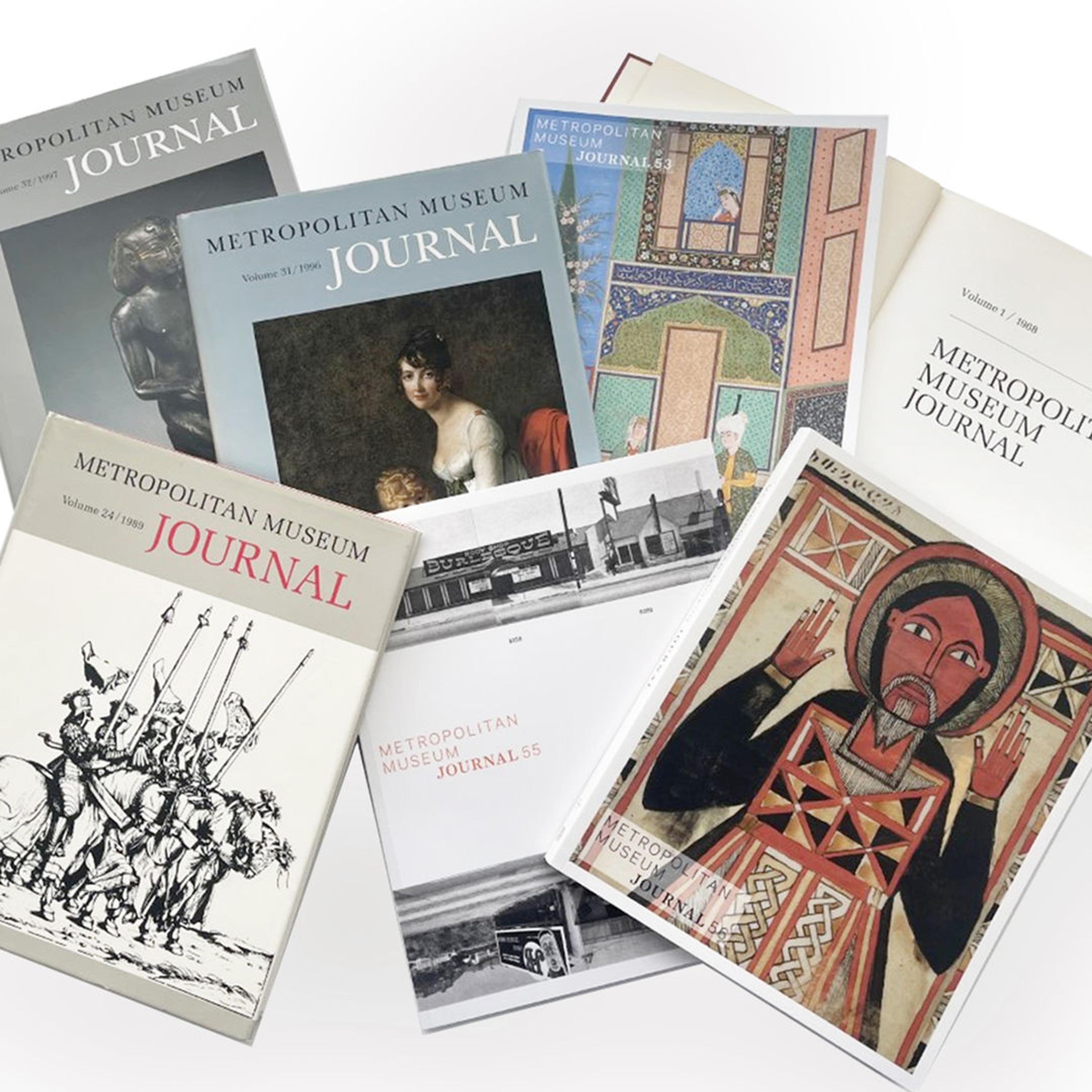 Collage of the Metropolitan Museum Journal's covers