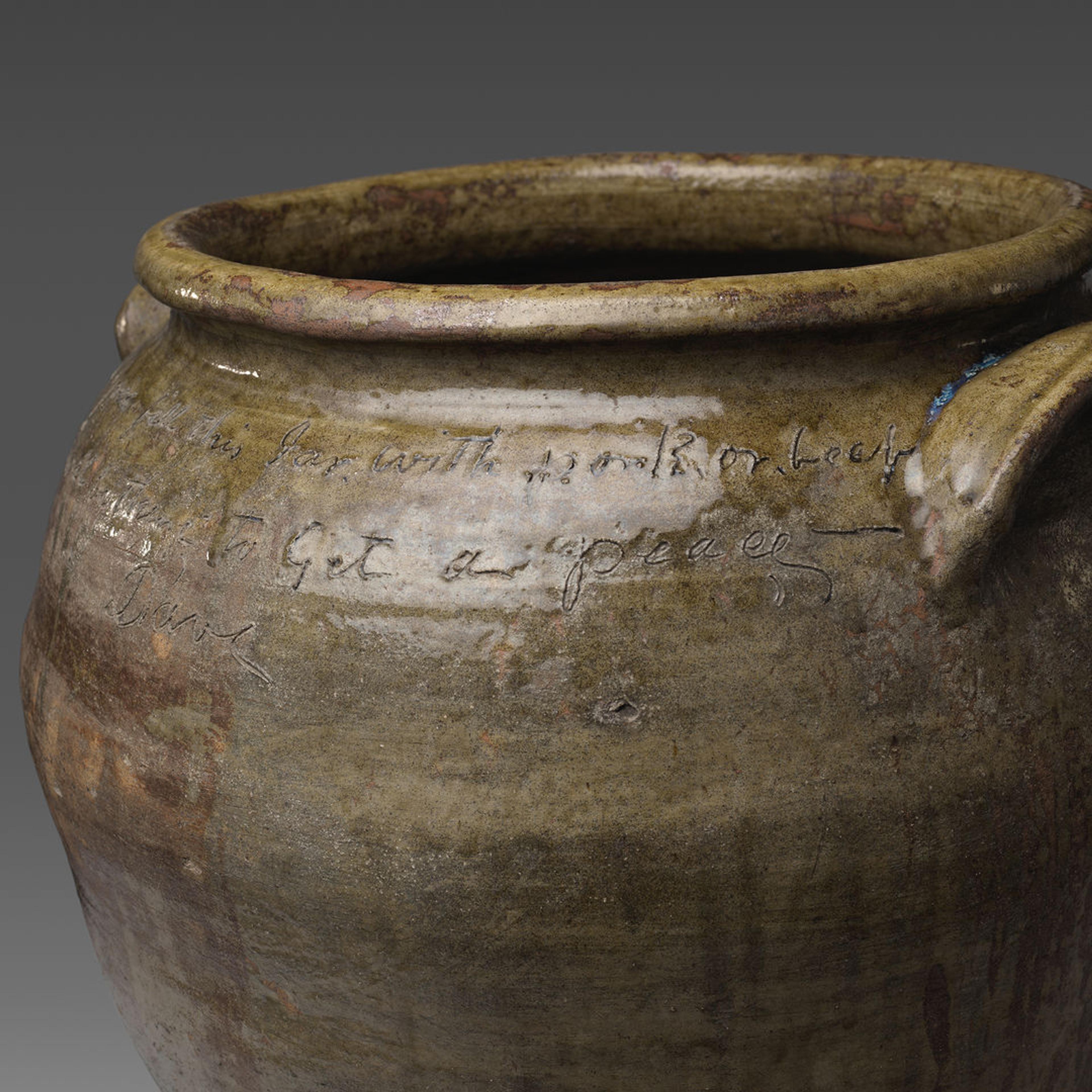 Detail of a jar made by the enslaved potter Dave (later known as David Drake).