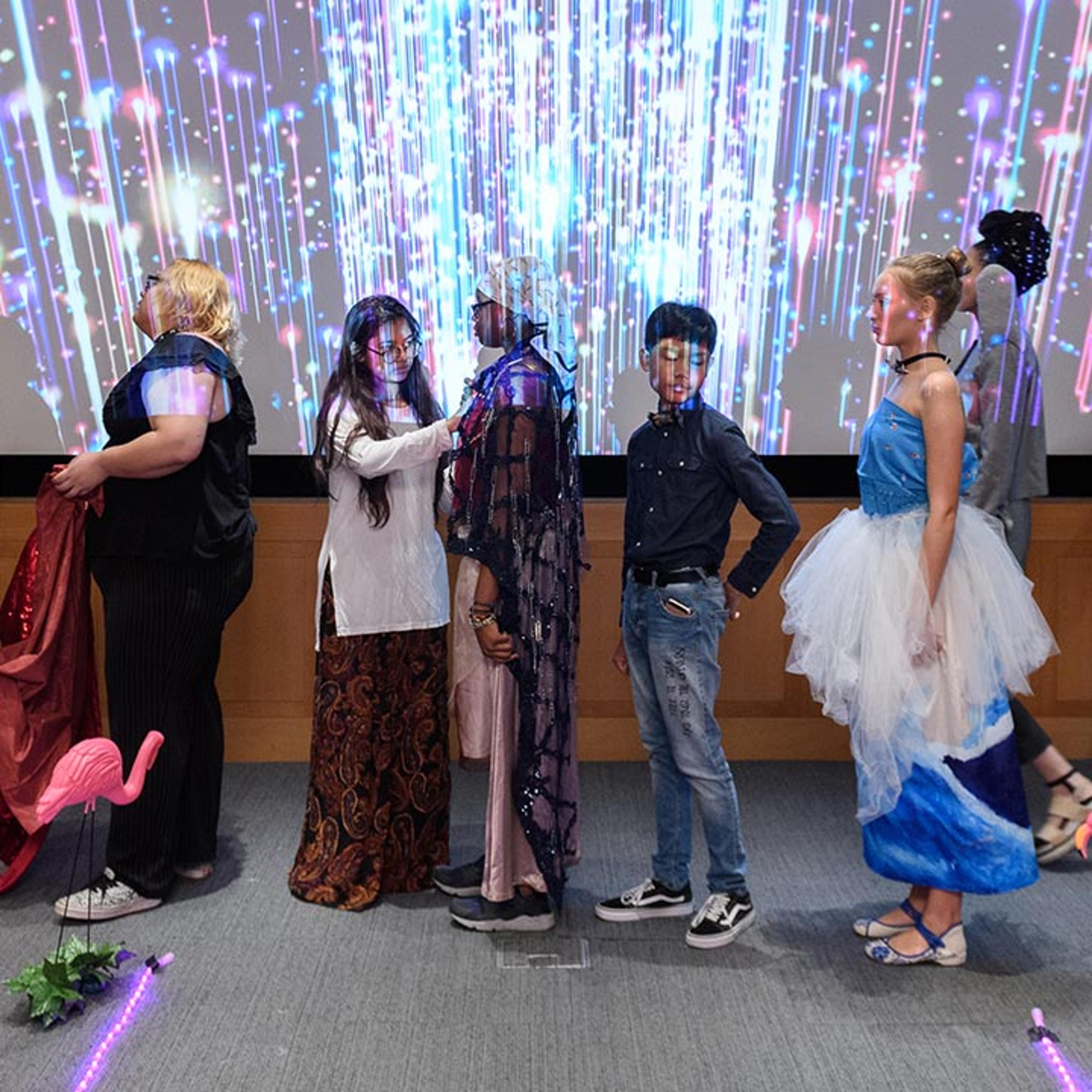 A mix of models, designers, and model-designers prepares to walk the runway during the summer 2019 Fashion Teen Studio showcase (photography © Filip Wolak).
