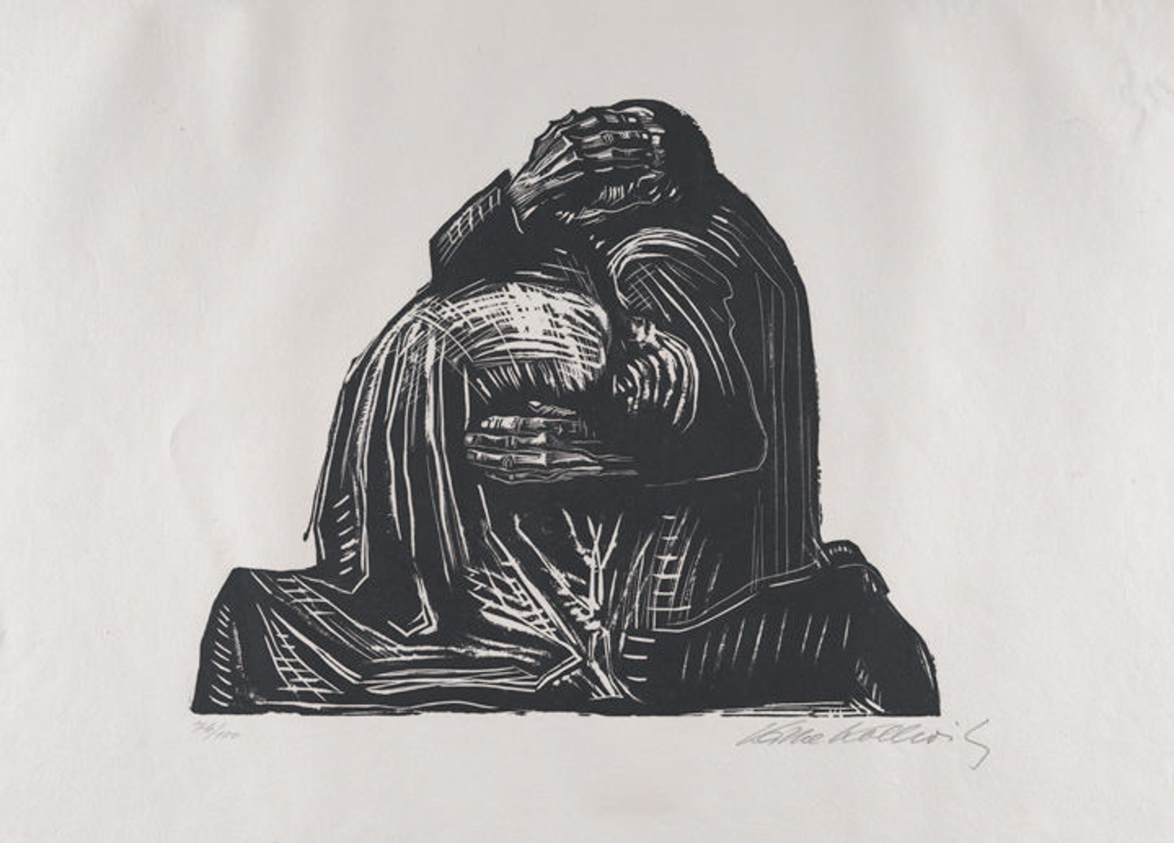 Käthe Kollwitz's 'The Parents (Die Eltern)' showing two parents huddled together in grief