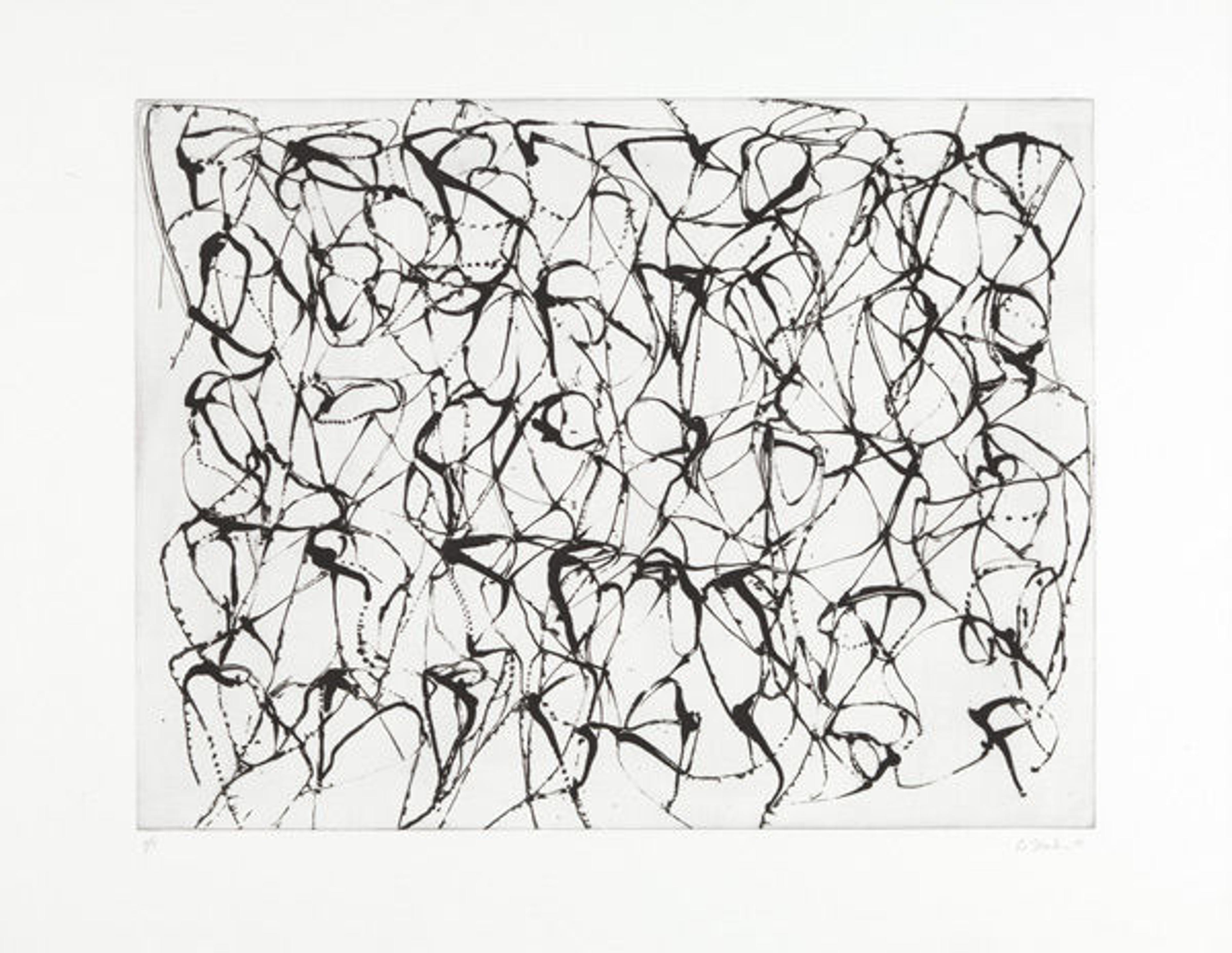 Brice Marden, American (born 1938). Cold Mountain Series, Zen Study 5 (Early State), 1990. Etching with sugarlift aquatint; plate: 20 5/8 x 27 in. (52.5 x 68.6 cm), sheet: 27 1/4 x 35 1/4 (69.5 x 89.5 cm). Printed by Jennifer Melby, New York. The Metropolitan Museum of Art, New York, John B. Turner Fund, 1991 (1991.1059)