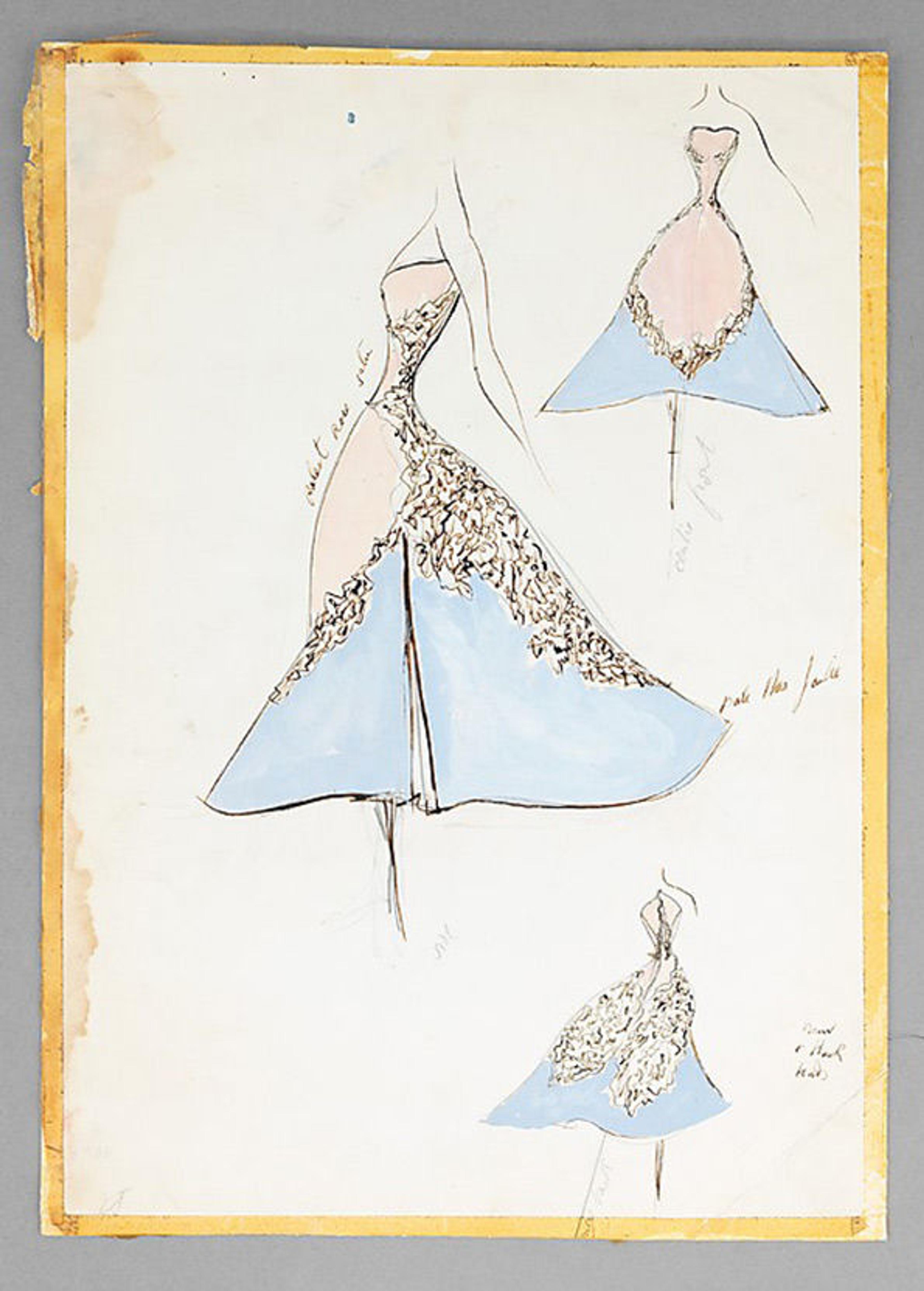 Charles James (American, born Great Britain, 1906–1978). Sketch, Clover Leaf Ball Gown, 1952-53.