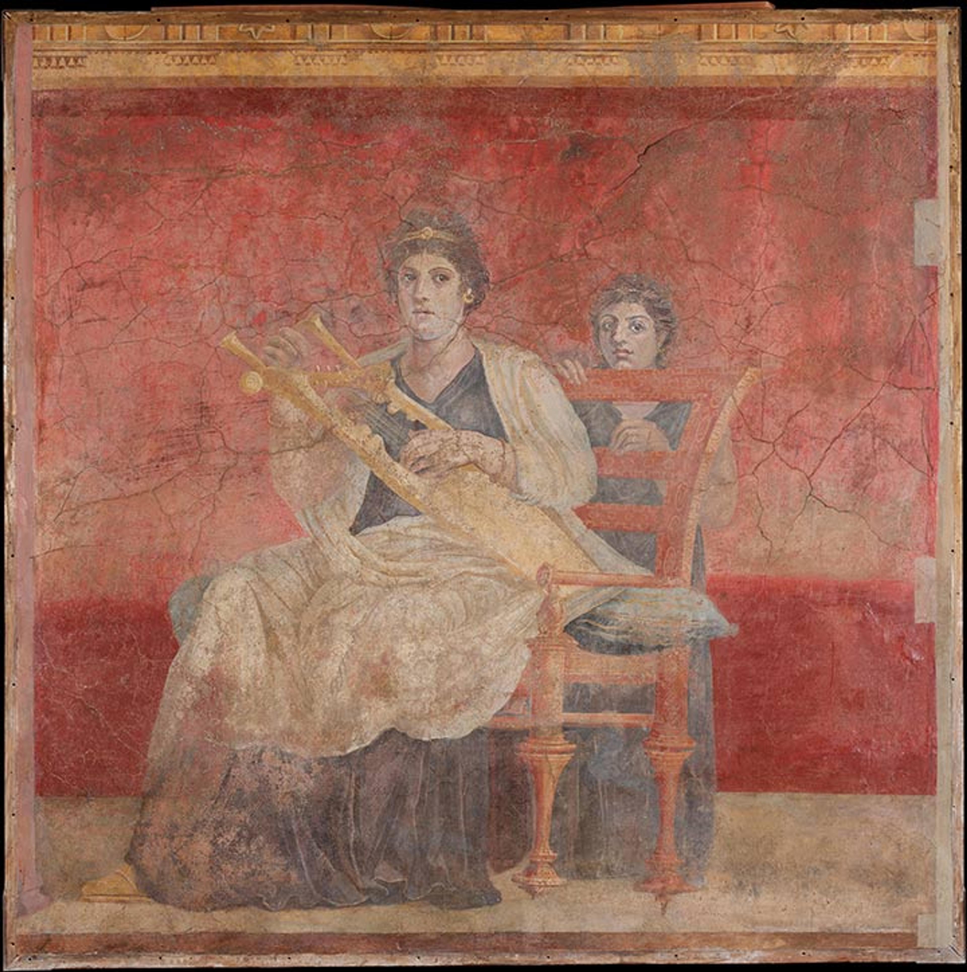 Wall painting of woman playing lyre from the Villa at Boscoreale