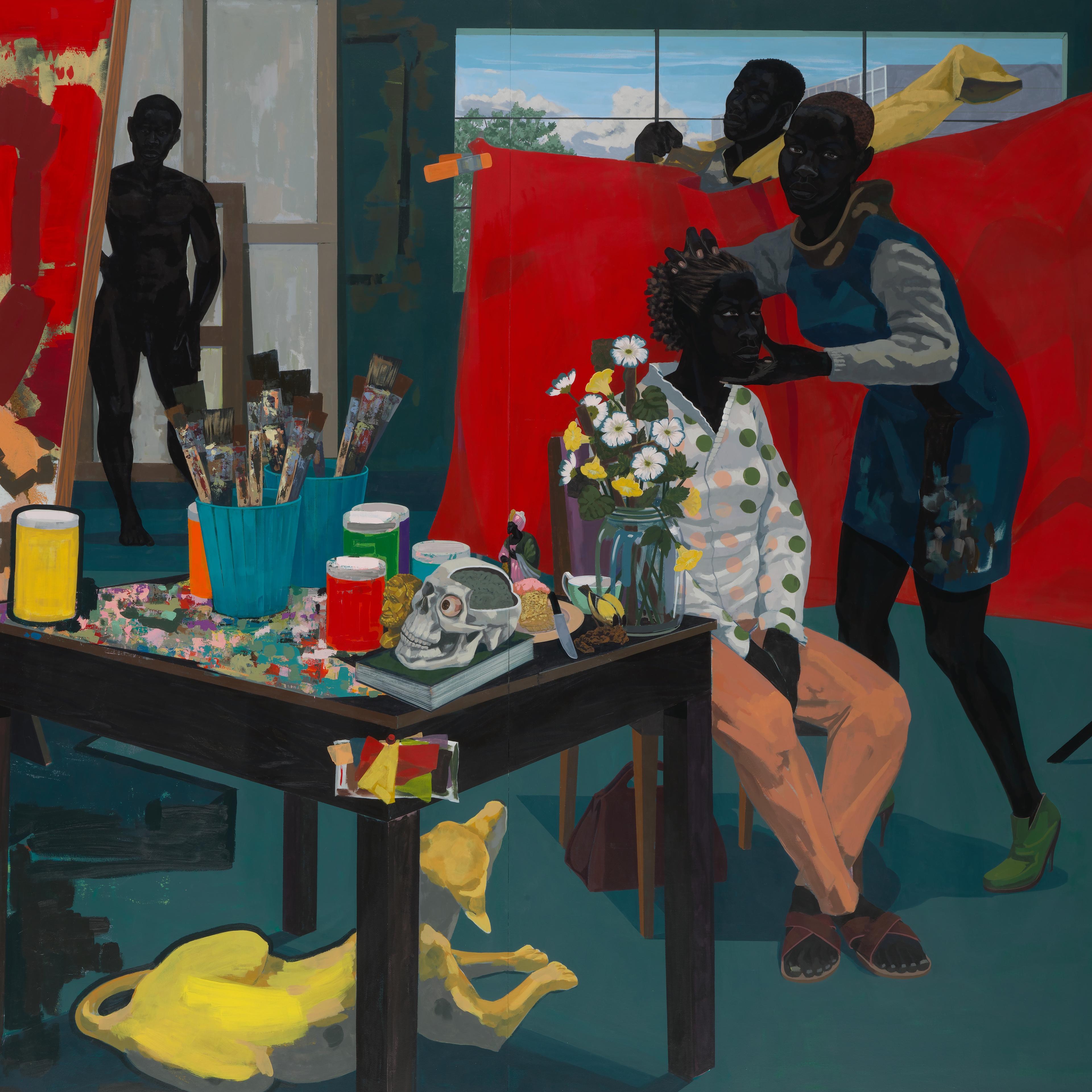 Detail of Kerry Jame Marshall's "Untitled (Studio)" 2014.