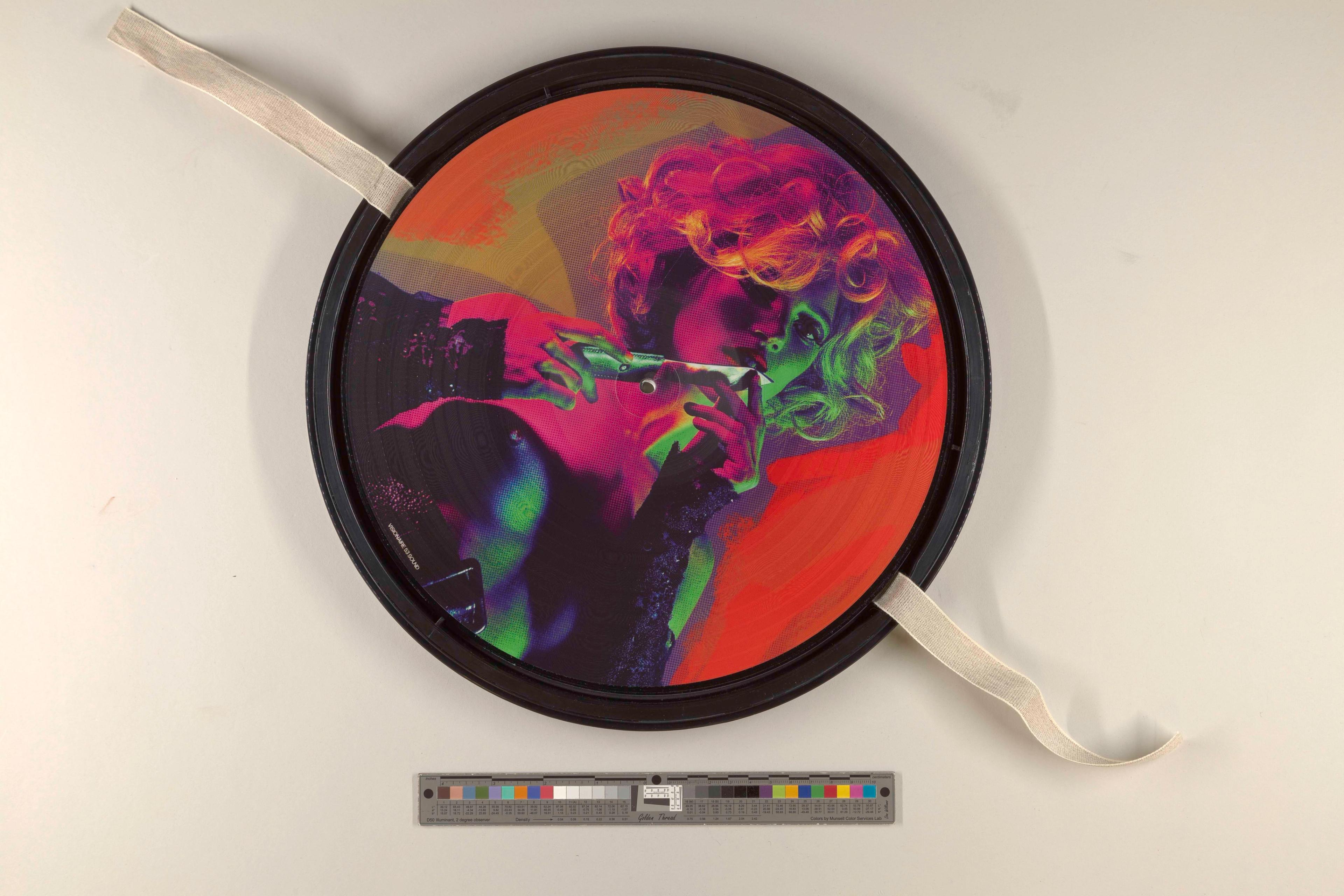 Colorful record with a portrait of a woman