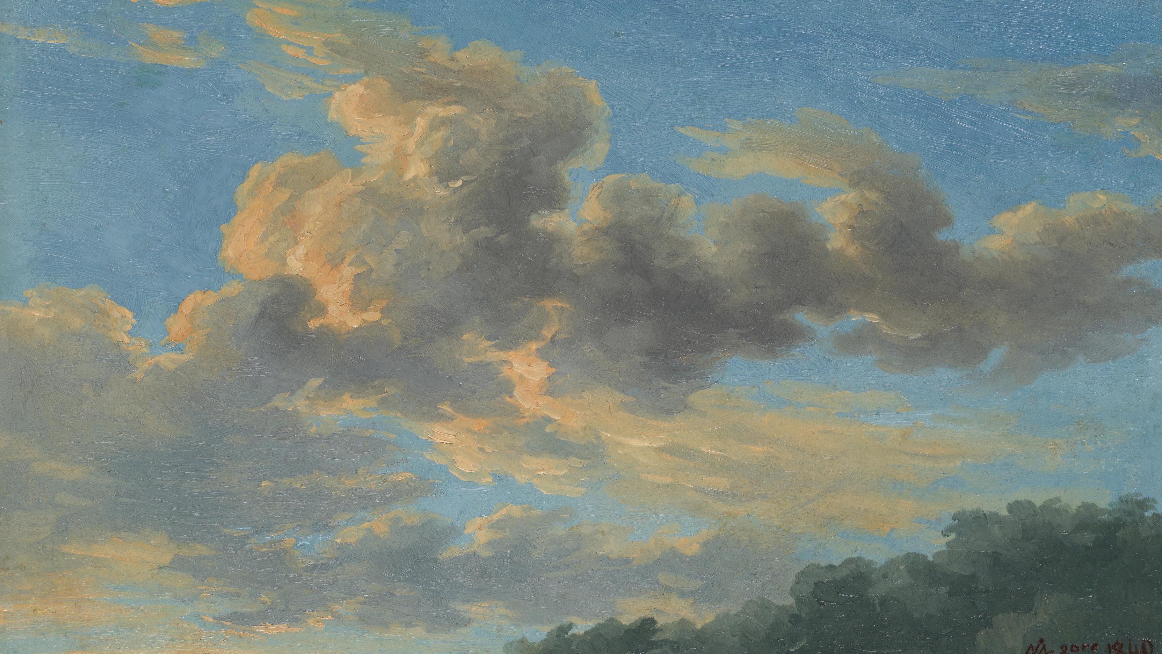 A painting of soft clouds in the sky