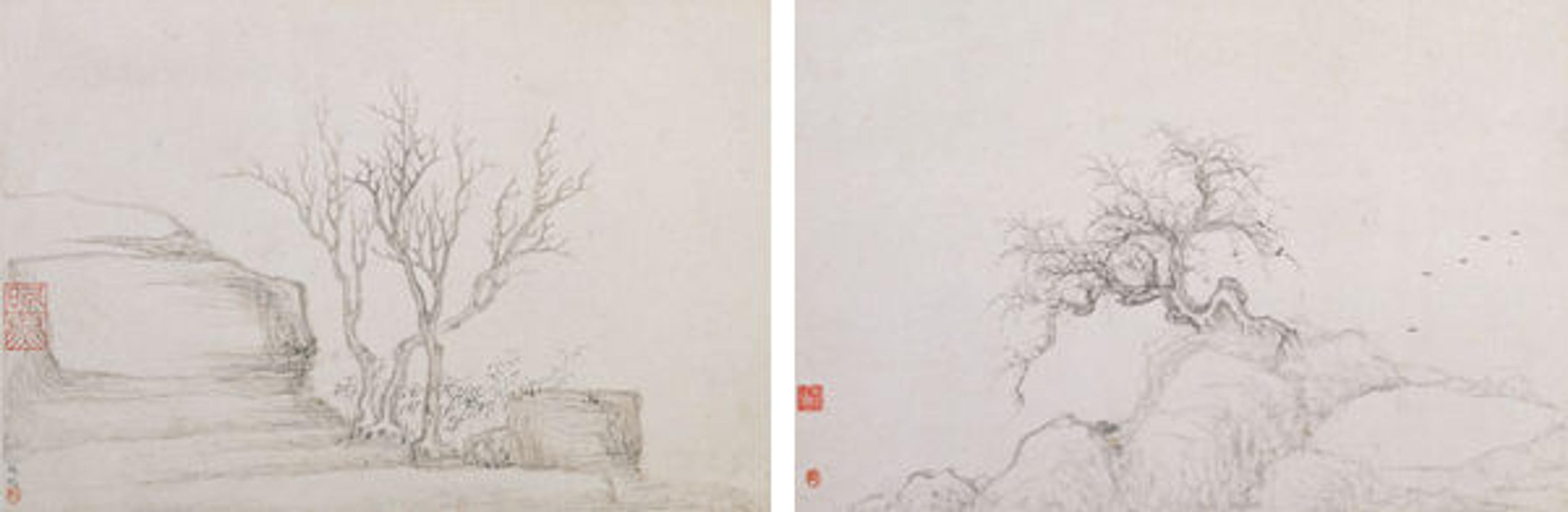 Zhang Feng (active ca. 1628–1662), Landscapes, dated 1644. One leaf from an album of twelve leaves; ink and color on paper. The Metropolitan Museum of Art, New York, Edward Elliott Family Collection, Gift of Douglas Dillon, 1987 (1987.408.2a–n)