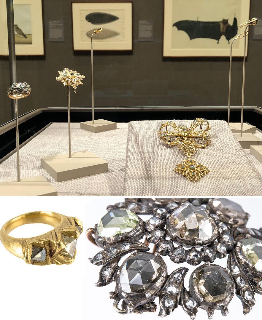 View of the installation and two pieces from the collection