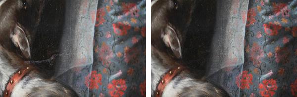 Before and after images Anna Maria's drapery further down