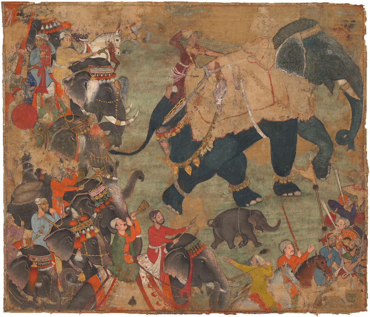 Painting of Elephants in a royal procession