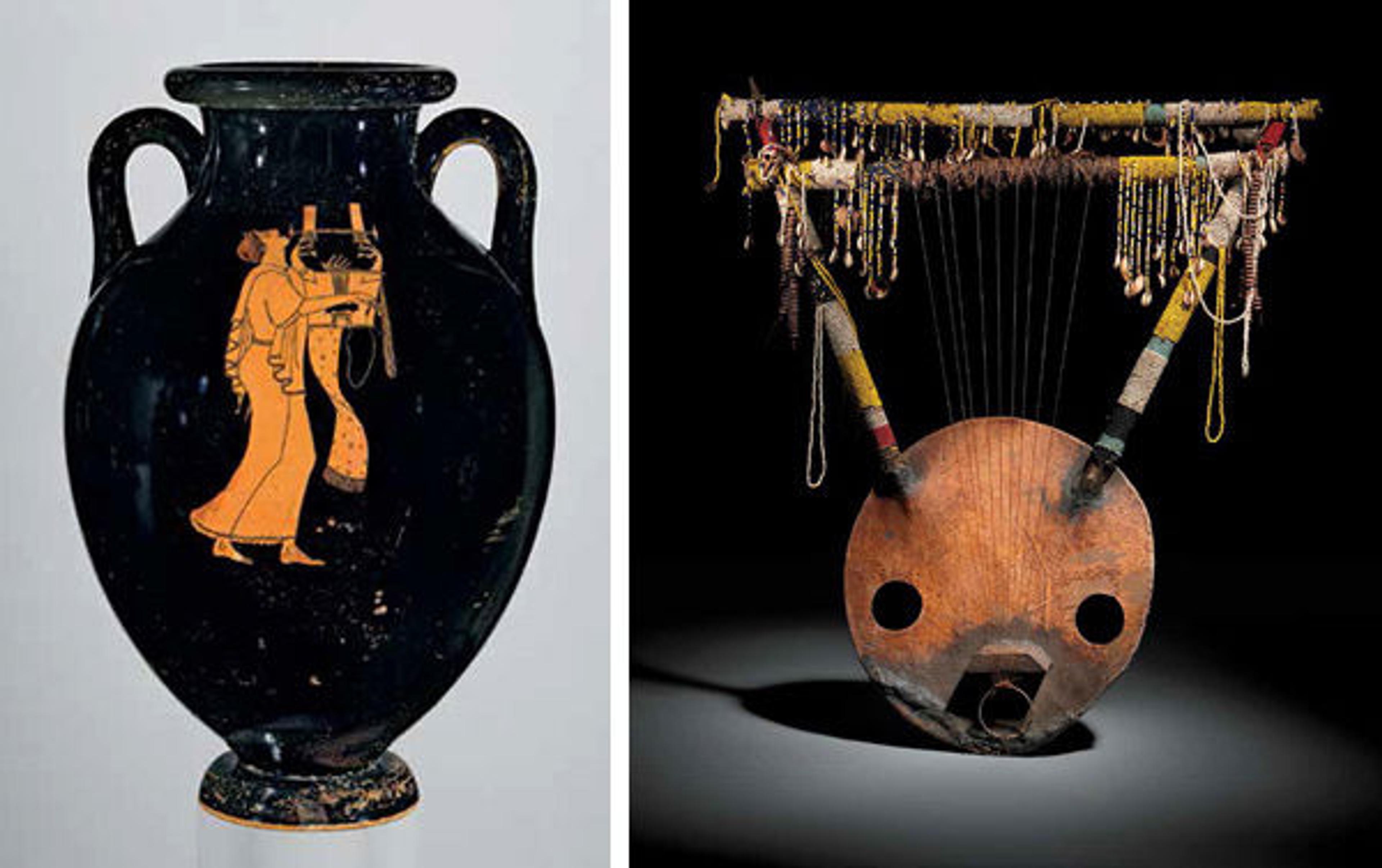 Terracotta amphora; Kerar (lyre)
