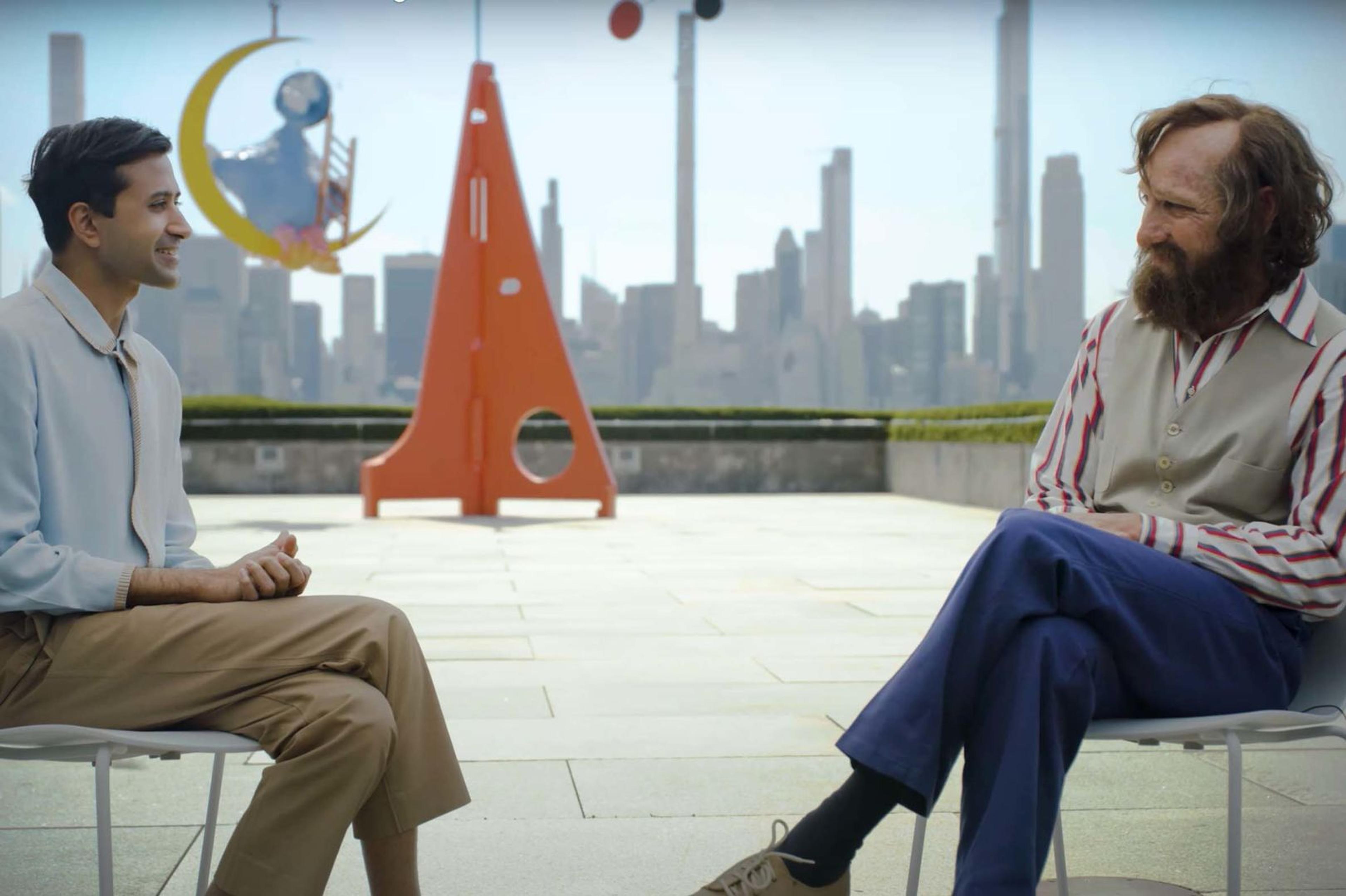 Shanay Jhaveri and Alex Da Corte in conversation on The Met's roof garden.