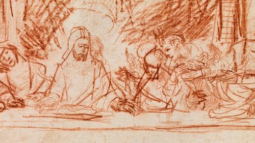 Image for Rembrandt makes da Vinci's "The Last Supper" his own with this chalk study