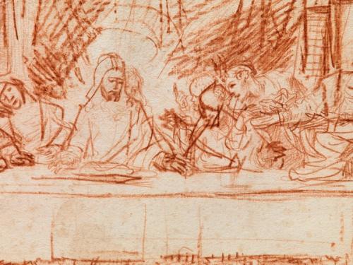 Image for Rembrandt makes da Vinci's "The Last Supper" his own with this chalk study