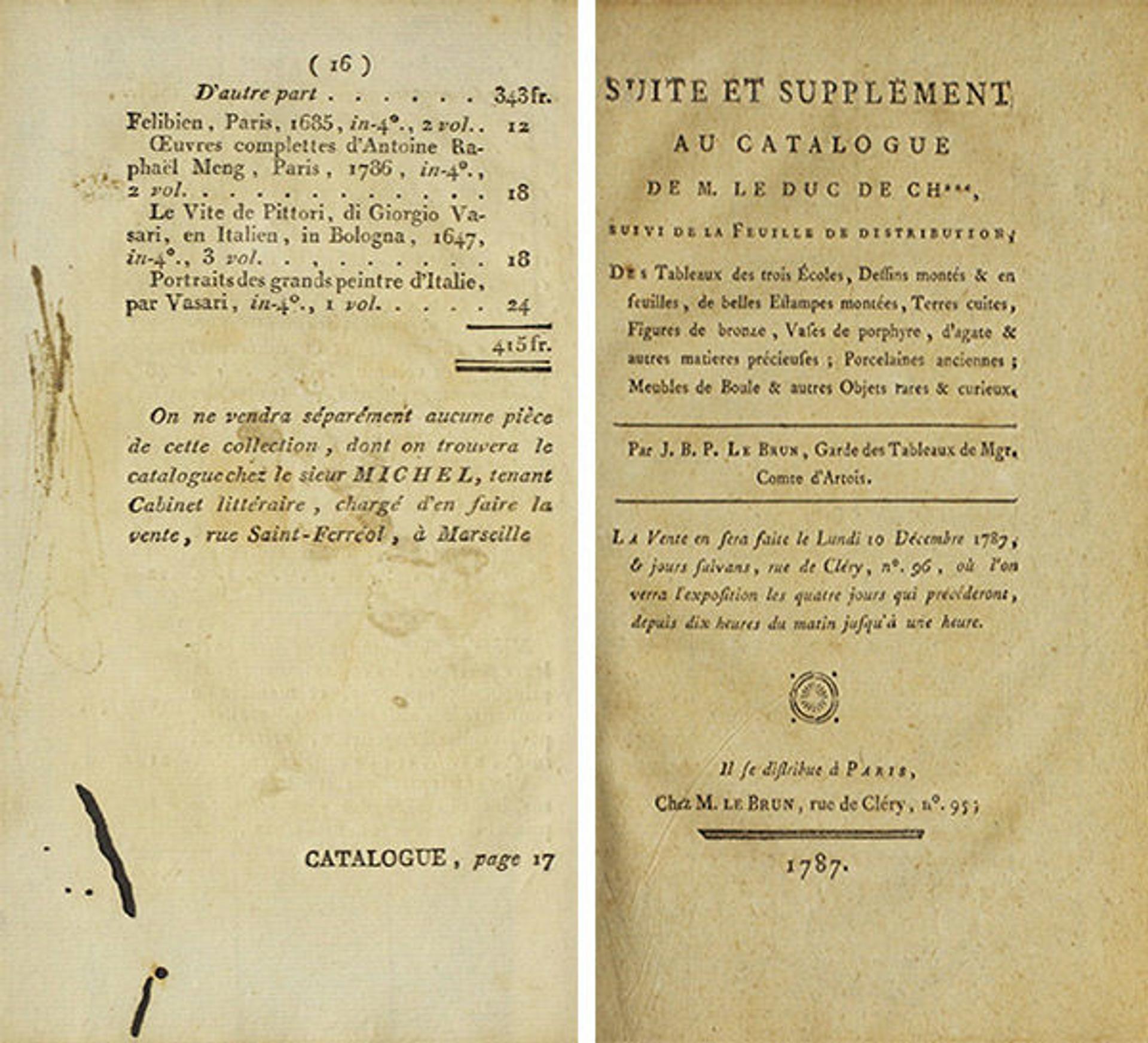 Going Once, Going Twice, Vendu! Ancien Régime Auction Catalogs at