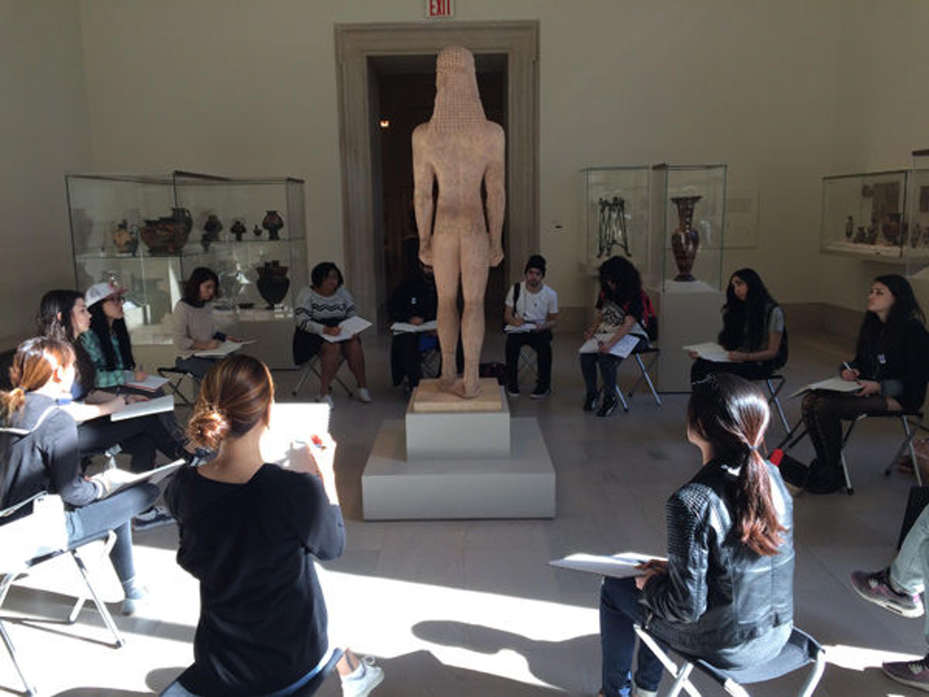 Drawing students sketching in the galleries