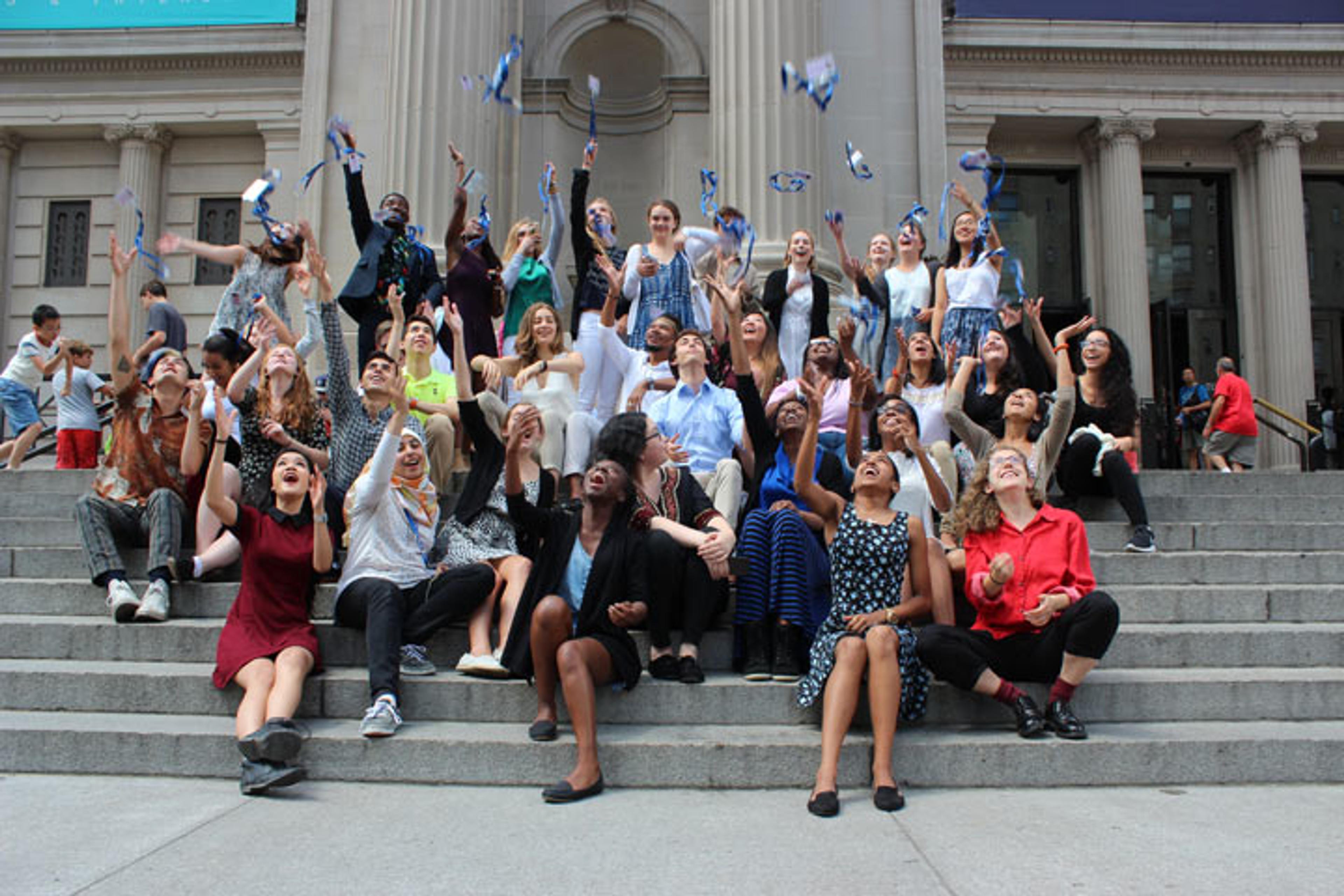 A group of High School Interns in front of The Met