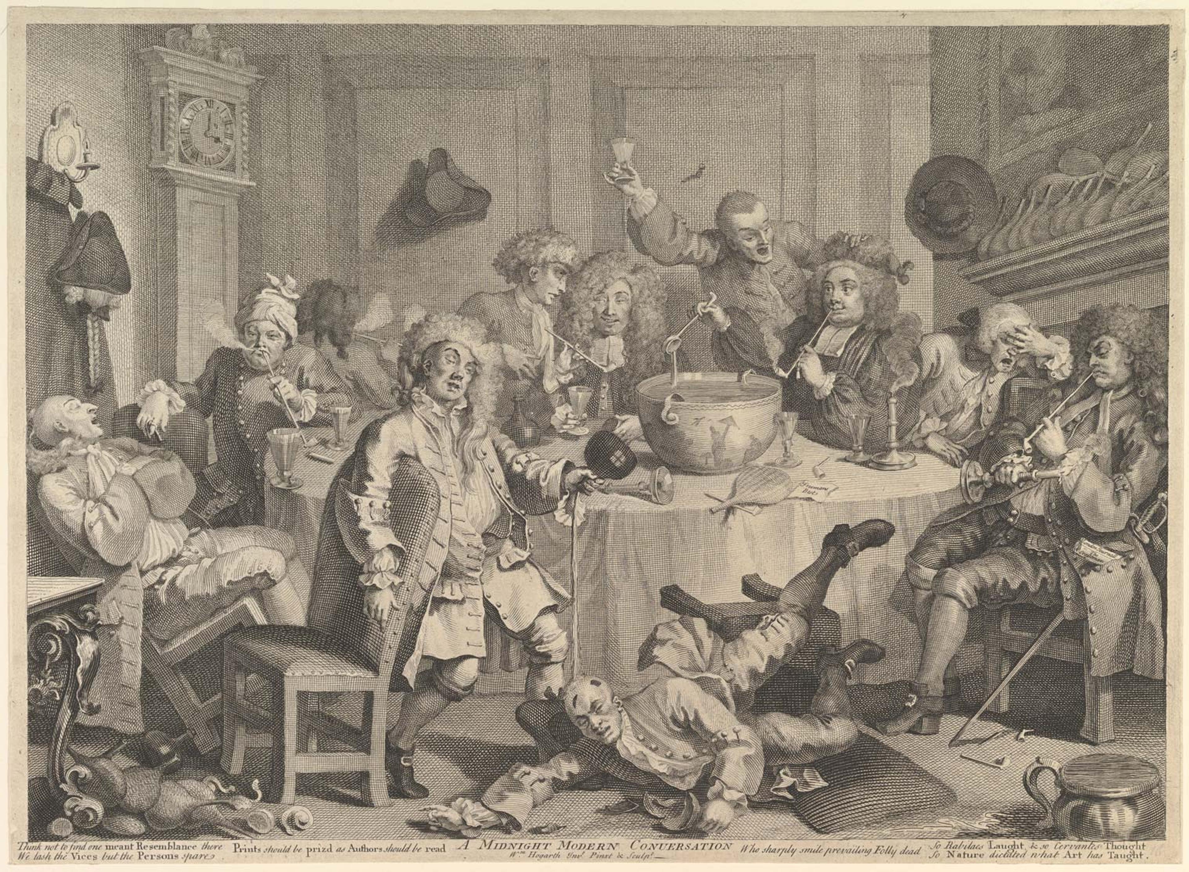 William Hogarth etching from 1732 depicting a group of drunken men at a sporting event