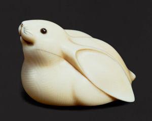 Ōhara Mitsuhiro (Japanese, 1810–1875) | White Rabbit Netsuke, mid-19th century | 91.1.975