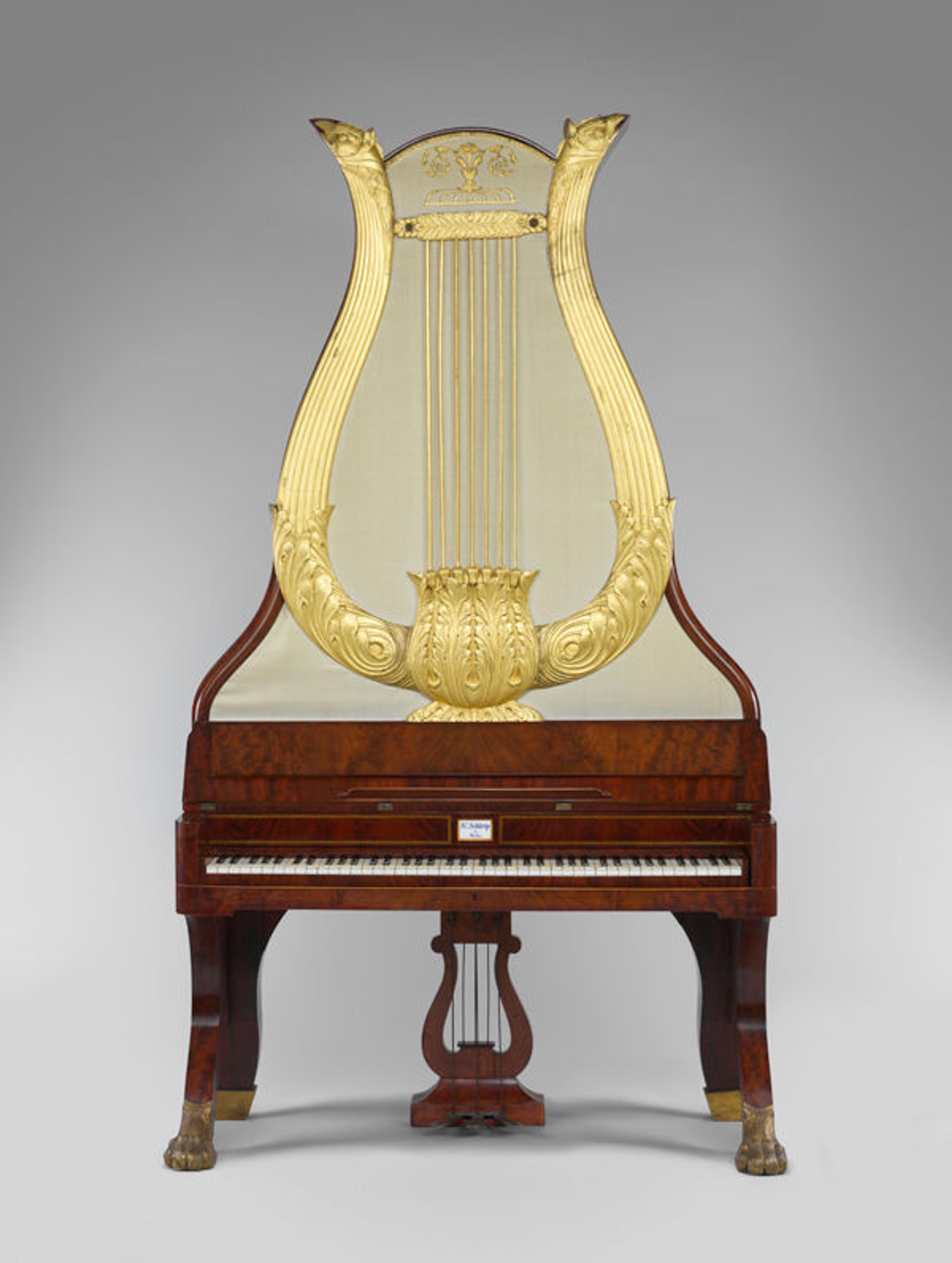 Johann Christian Schleip (1786–1848). Lyraflügel, ca. 1820–44. Wood, silk, gilt, ivory. The Metropolitan Museum of Art, New York, Gift of Mr. and Mrs. Theodore R. Sayers, 1968 (68.47)