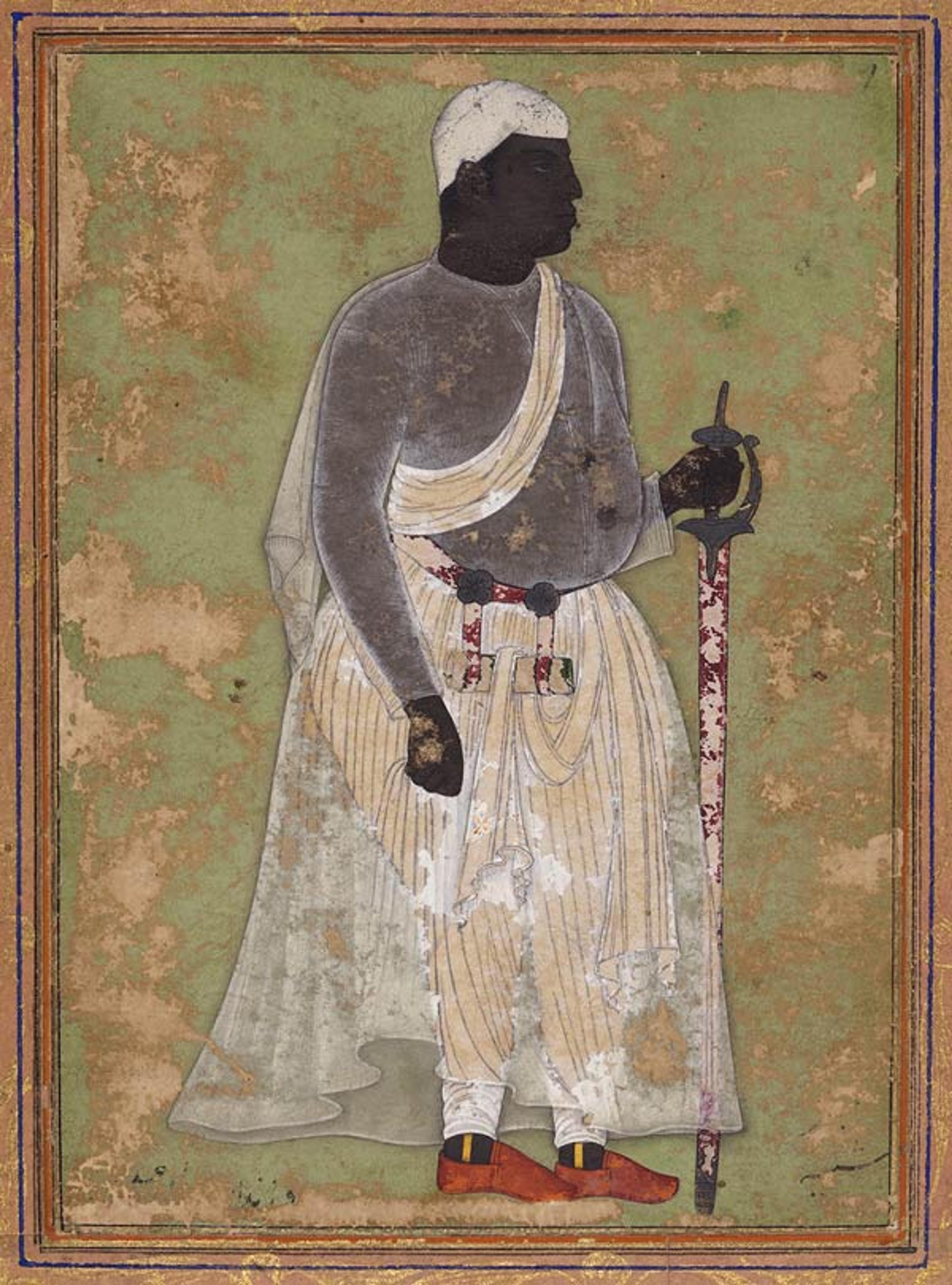 Portrait of Malik 'Ambar (detail), early 17th century. India, Ahmadnagar. Ink, opaque watercolor, and gold on paper. Museum of Fine Arts, Boston. Arthur Mason Knapp Fund