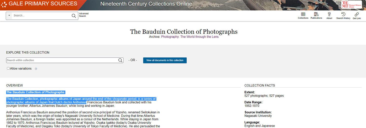 A selection of text is highlighted in a screenshot from Nineteenth Century Collections Online.