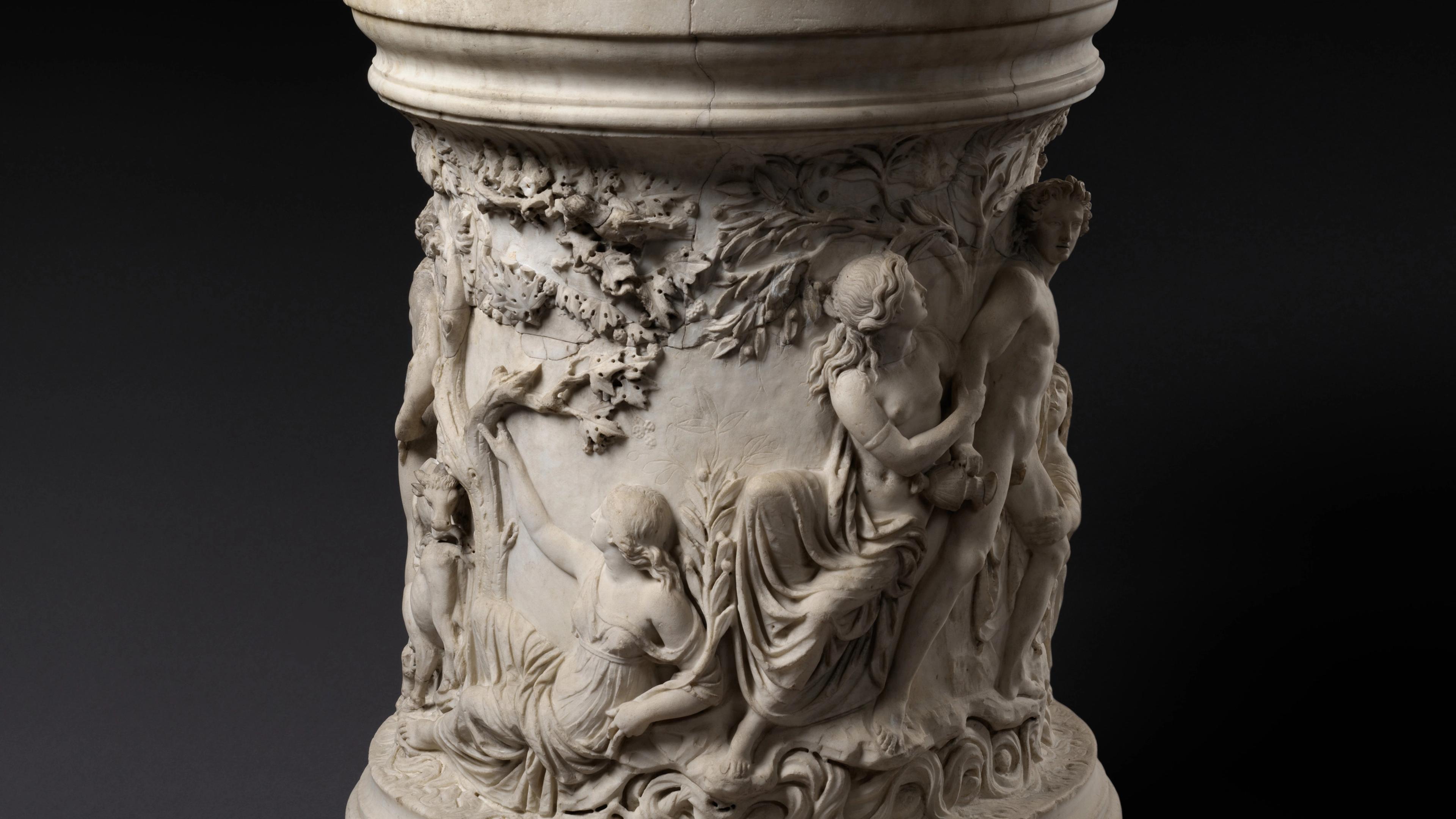 A marble Puteal (wellhead) with Narcissus and Echo, and Hylas and the Nymphs.