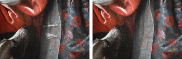 Before and after images Anna Maria's drapery