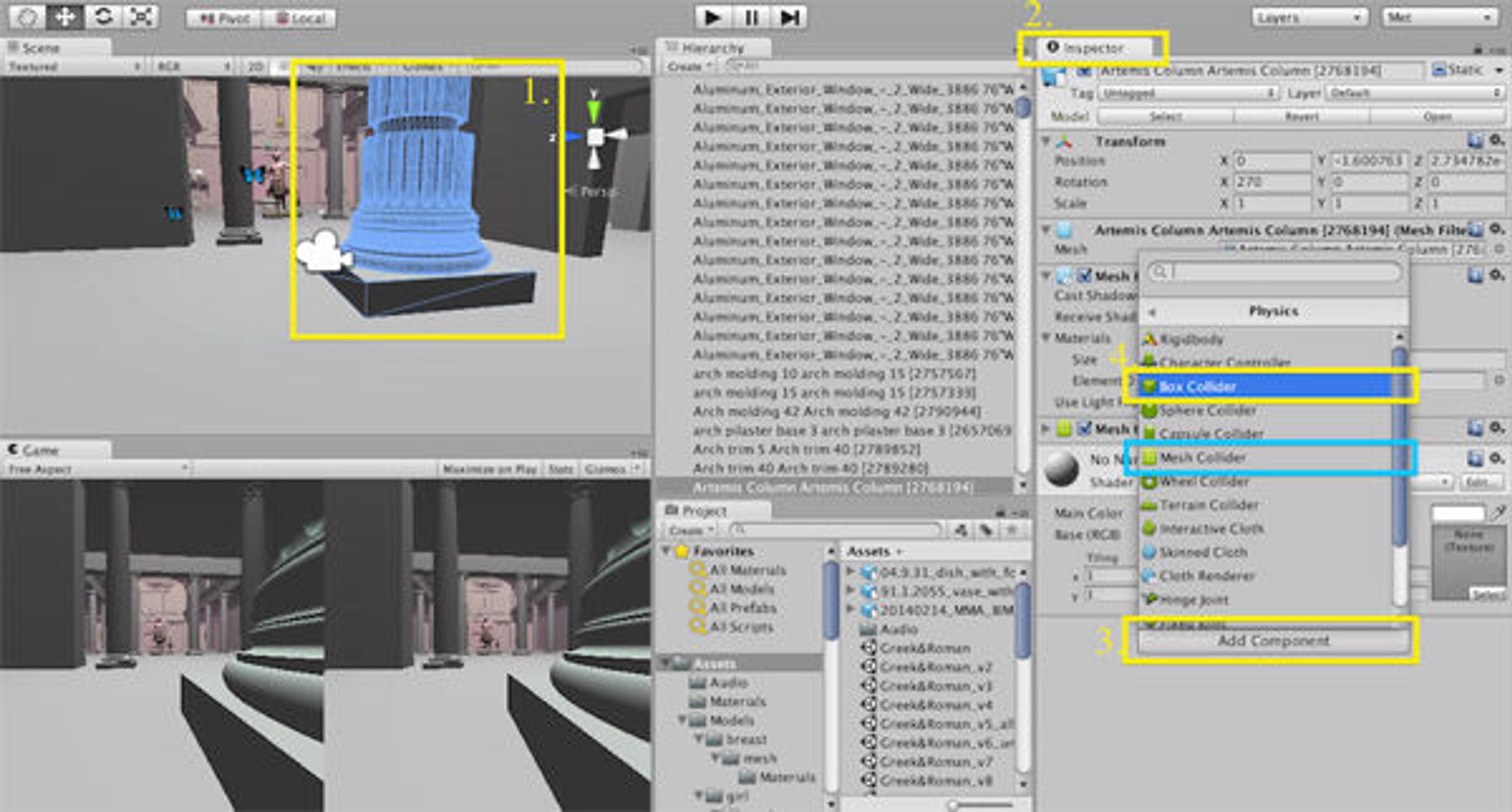 Screen shot showing the process for importing BIM 3D models into Unity