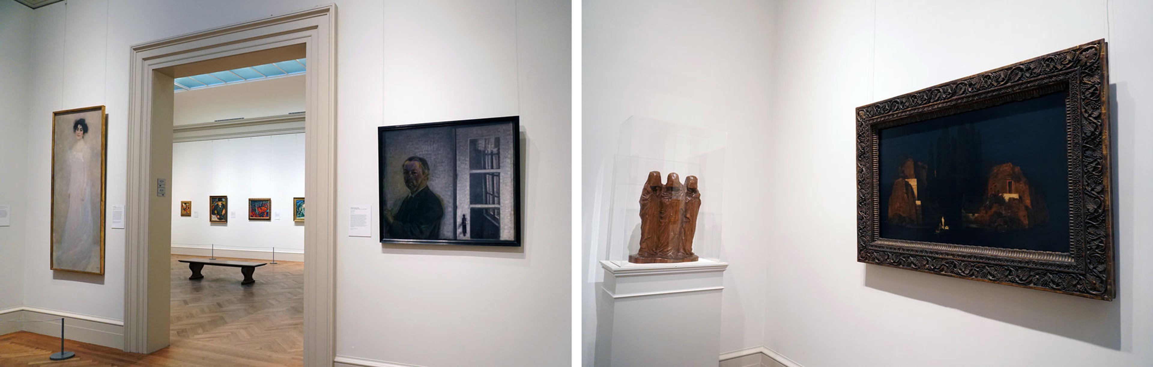 Two view of a paintings gallery at The Met