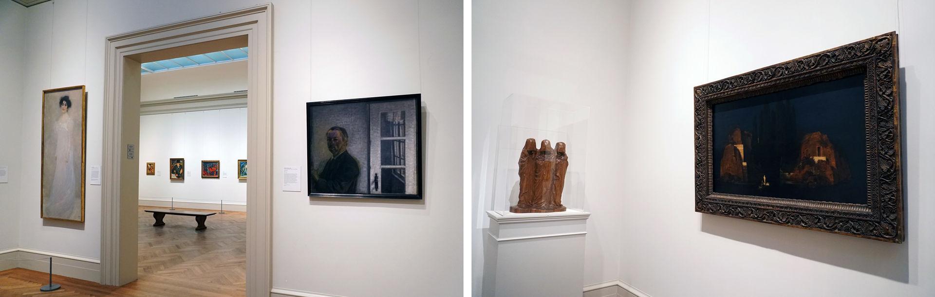 Two view of a paintings gallery at The Met